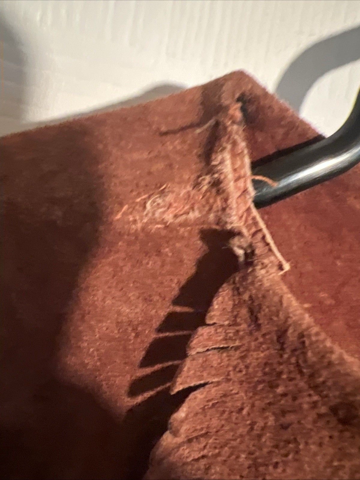 Vintage Brown Suede Native Tribal Style Fringe Tassels Beads Top Womens Small