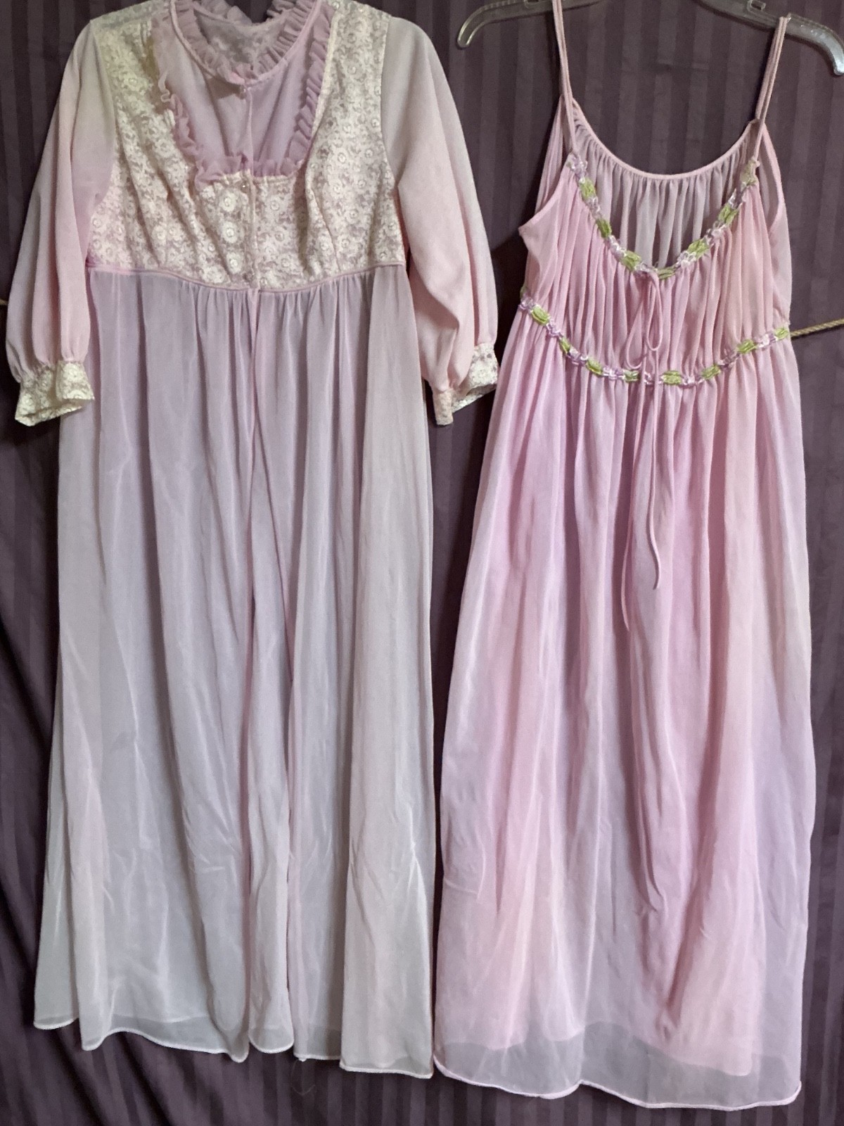 VINTAGE PEIGNOIR SET NYLON CHIFFON I DREAM OF JEANIE STYLE NIGHTGOWN UNION MADE