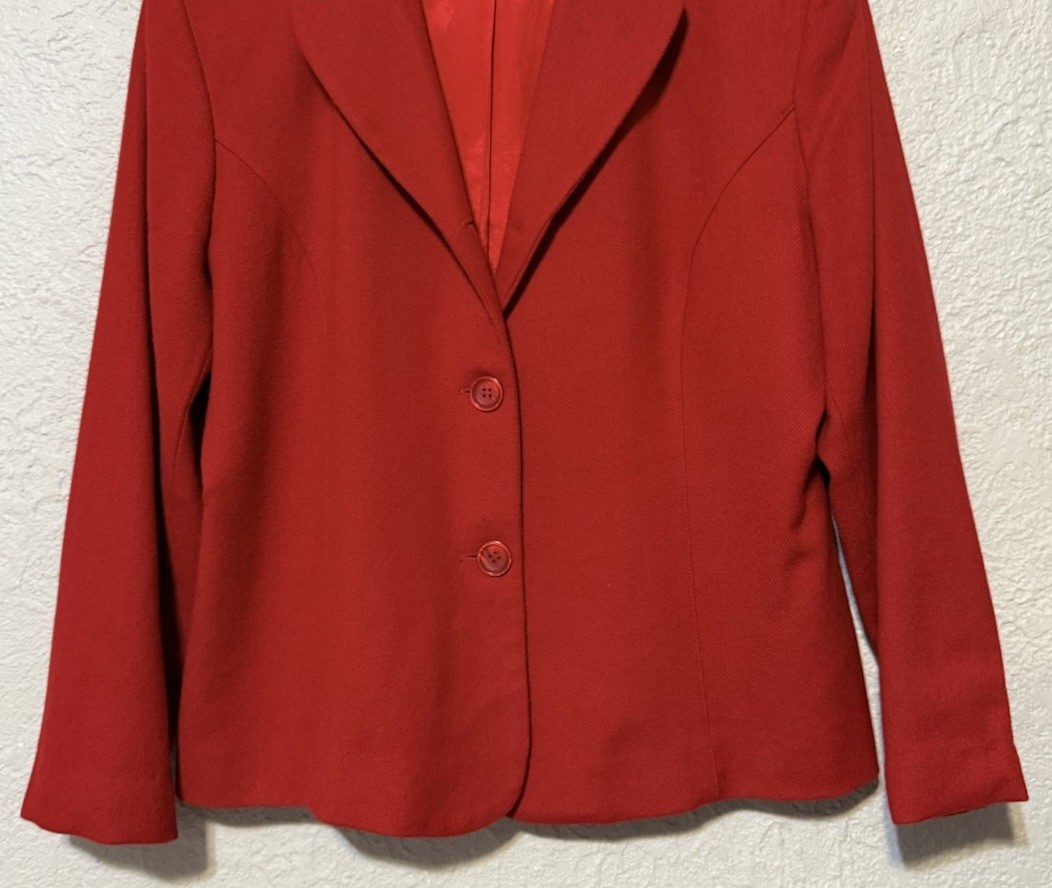 Vintage 90s Savannah Red 100% Pure New Wool Blazer 3 Button Size M/L