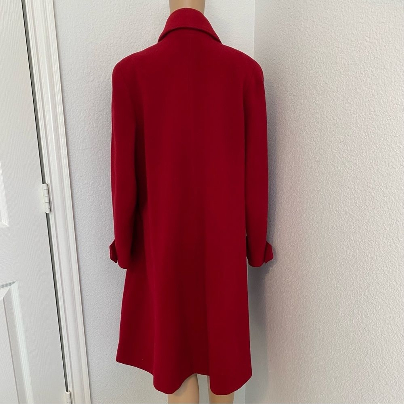 Carnahan’s Red Vintage Coat Long 5 Button Pockets Deerhead Chinchilla Wool SZ L