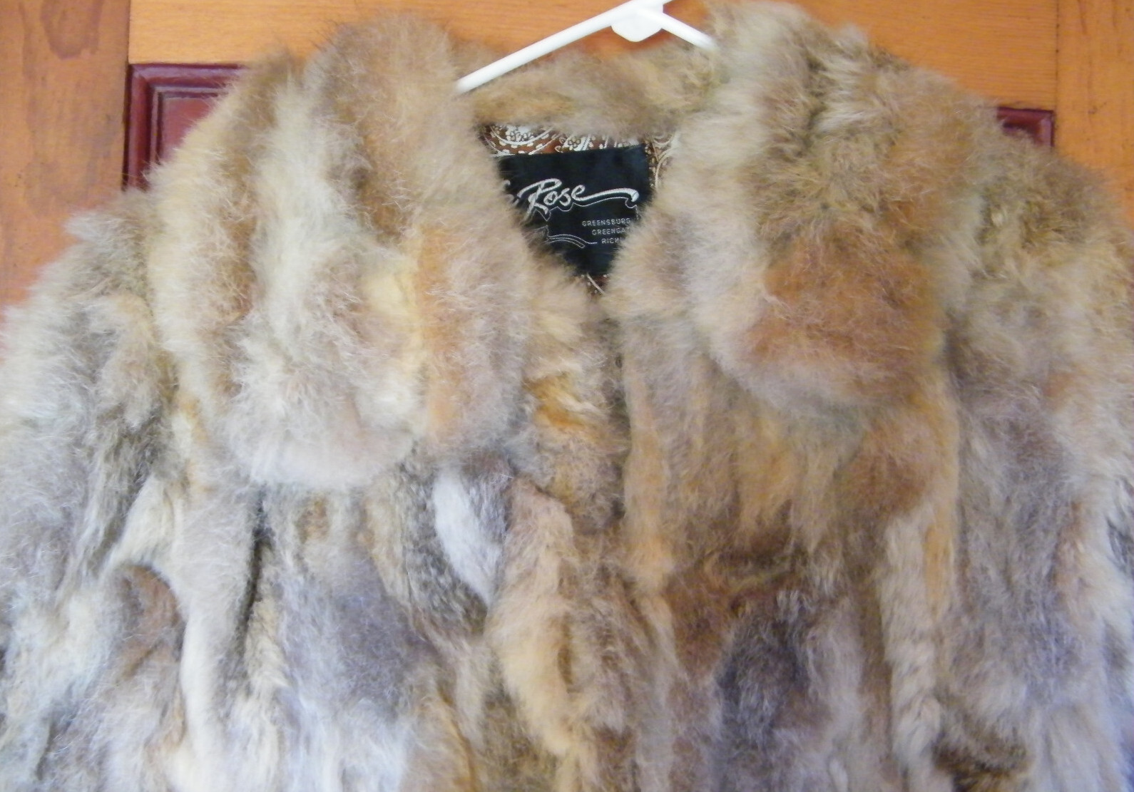 Vintage La Rose Shop Greensburg PA Fur Collared Fluffy Jacket Coat Small