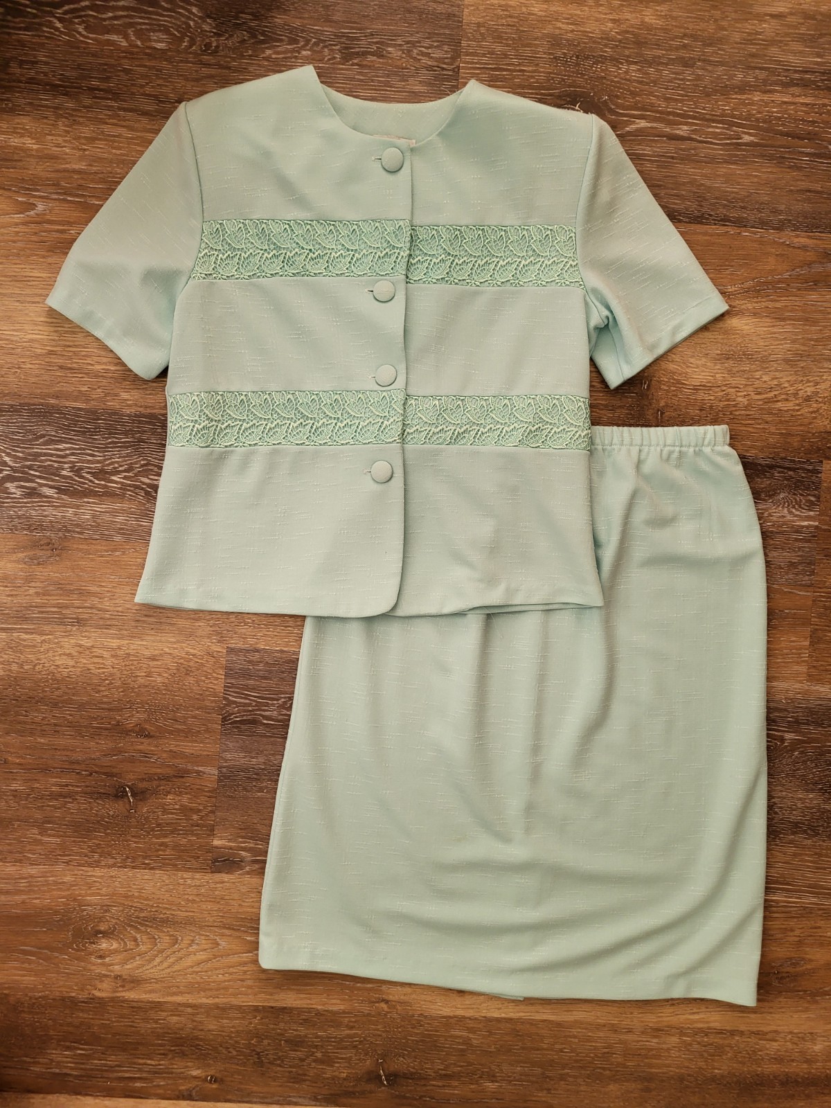 Vtg Pablo Collection 2 Piece Skirt Set Mint Short Sleeves Sz 12 P