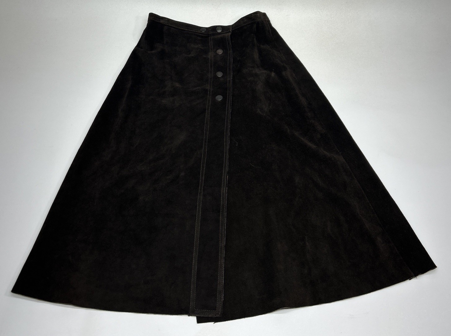 Vintage Genuine Leather Skirt Brown Western Made For Lazarus Size L
