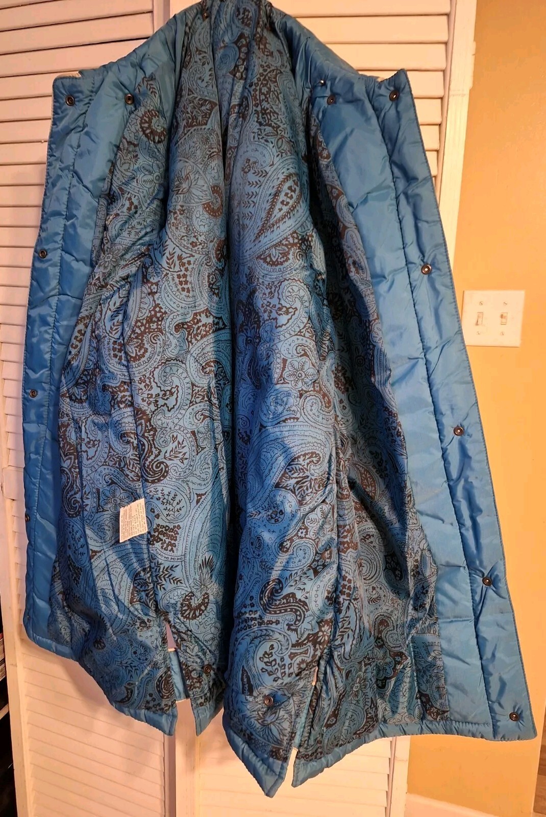 Vintage Rare 3/4 Length Teal Coat Size 14 Flattering Figure Fit Snap Closer