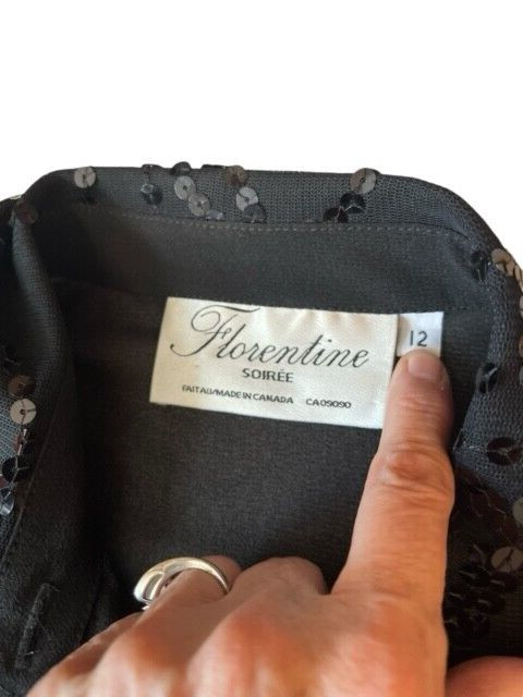 Florentine Soriee Black Sheer Tunic Sequin Dressy Elegant Holiday Blouse 12
