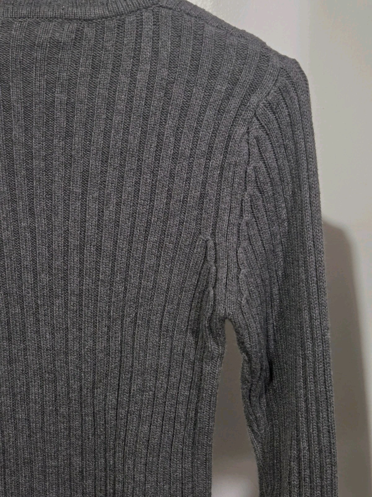 Jamie Scott Turtleneck Sweater Large Grey Womens Rib Knit 100% Cotton