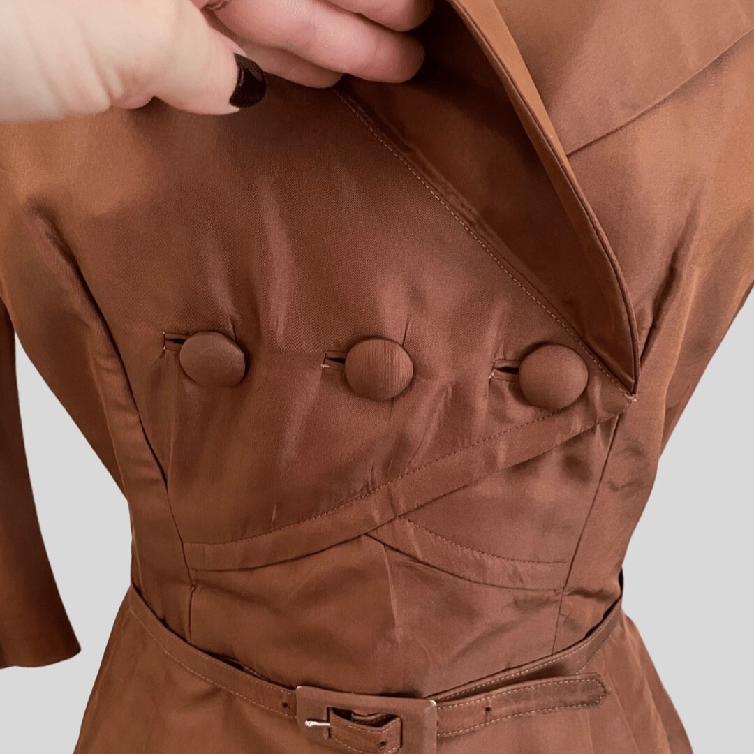 Vintage 1950s 50s Cohen & Goshin New York Dress Brown Bombshell Wiggle