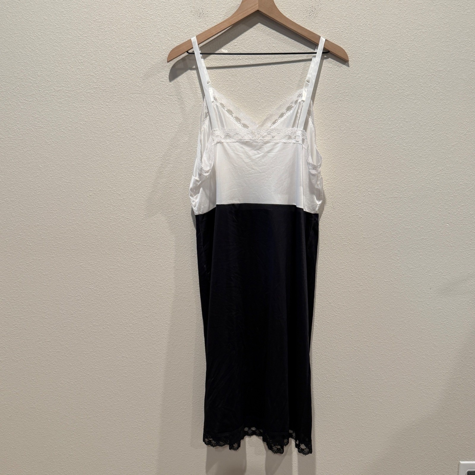SARAH SMITH Women Slip Dress Vintage Lace Trim Two Tone Lingerie Size 40