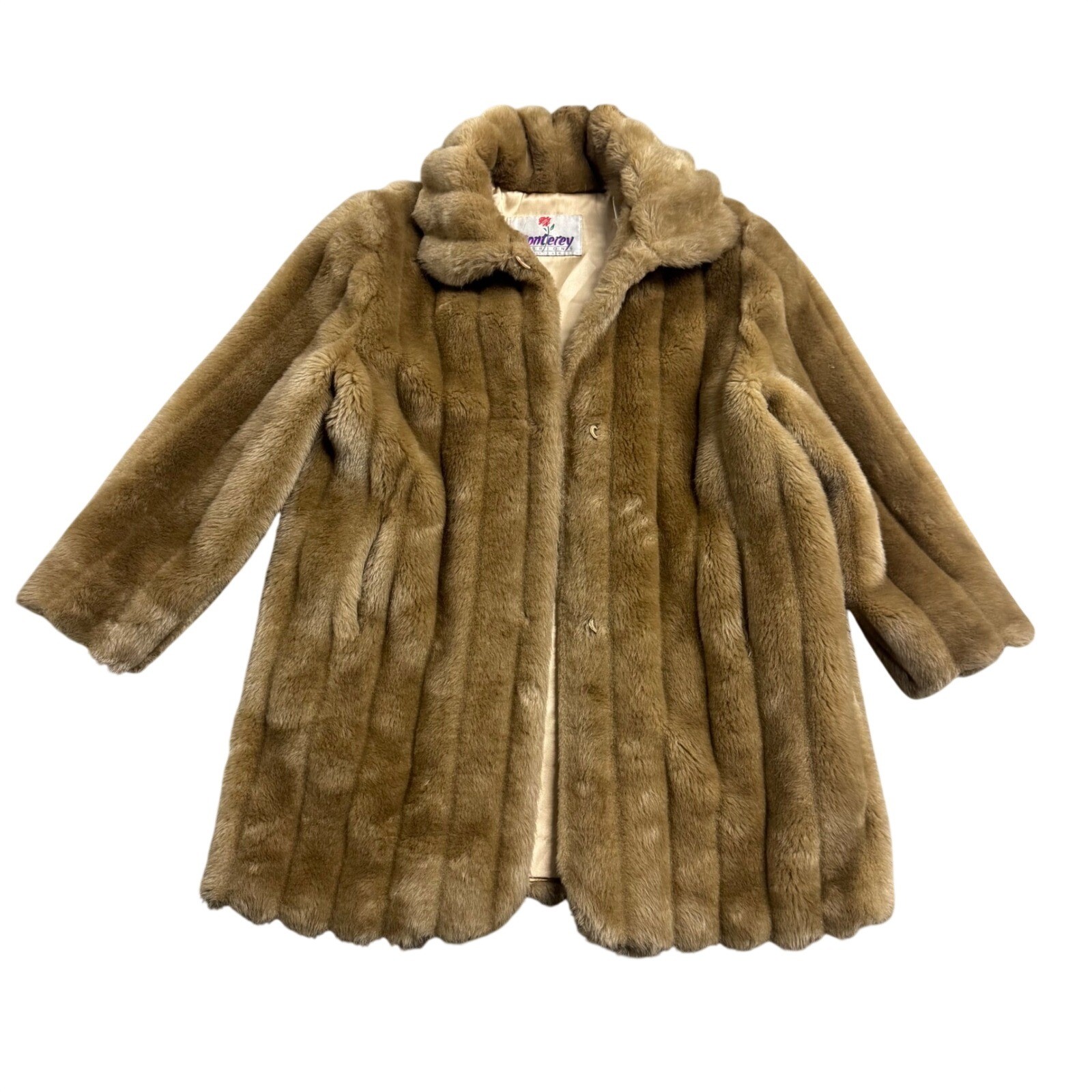Monterey Fashions Faux Brown Fur Coat Oversized Mob WifeOld Money Retro Y2k VTG