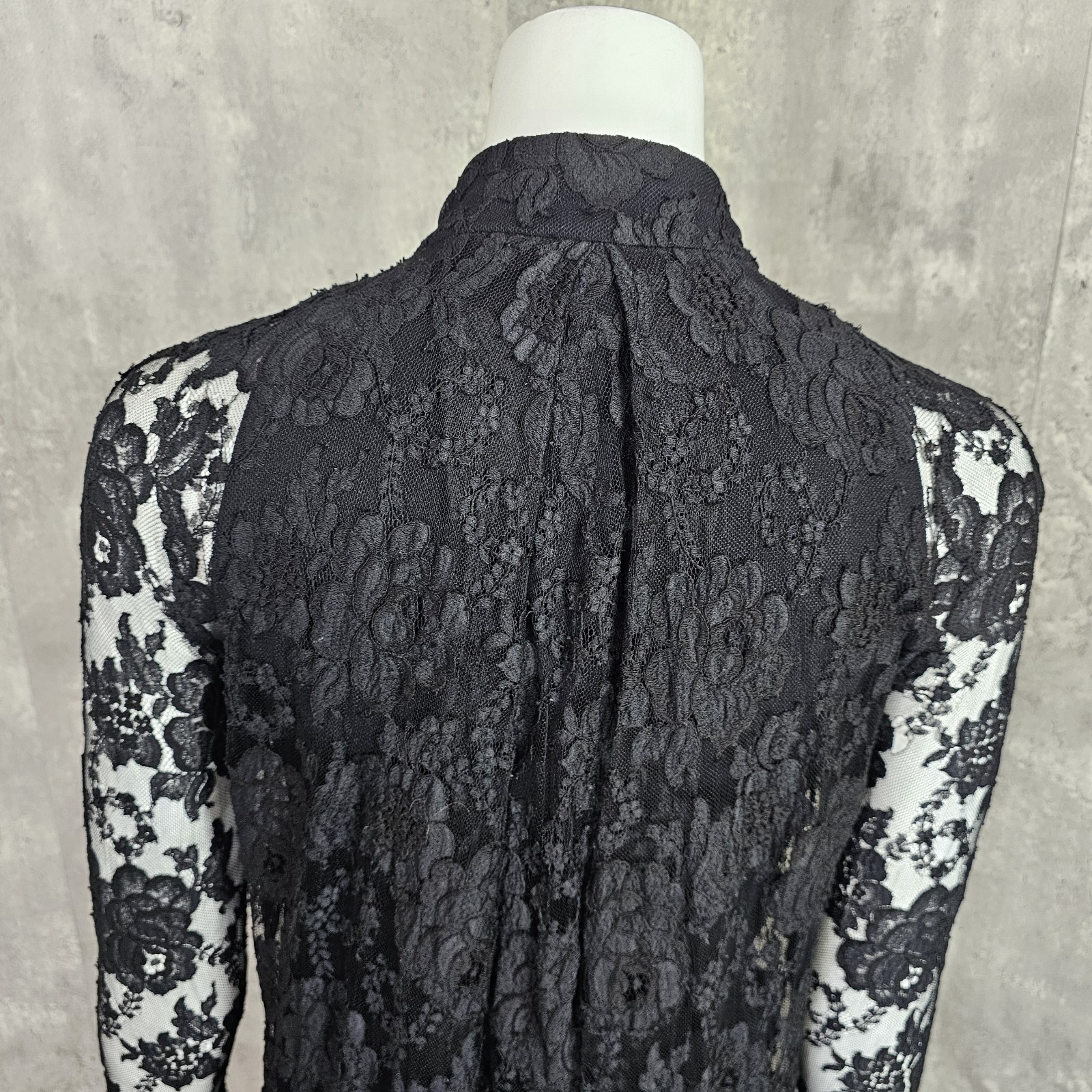 Vintage 60s Werle Beverly Hills Womens S Black Lace Cocktail Dress Gothic Formal