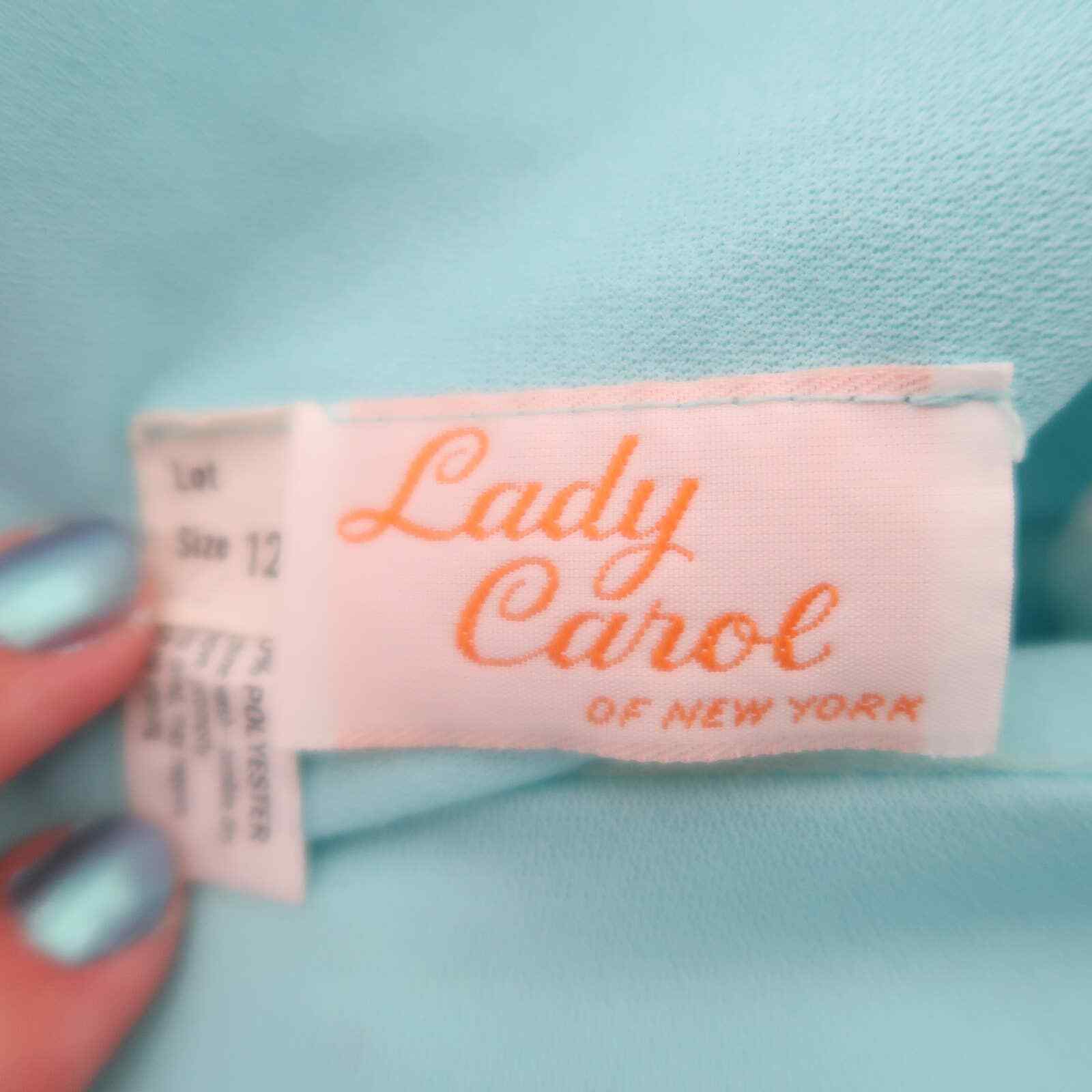 Vintage 70s Lady Carol light turquoise blue blouson midi dress 12