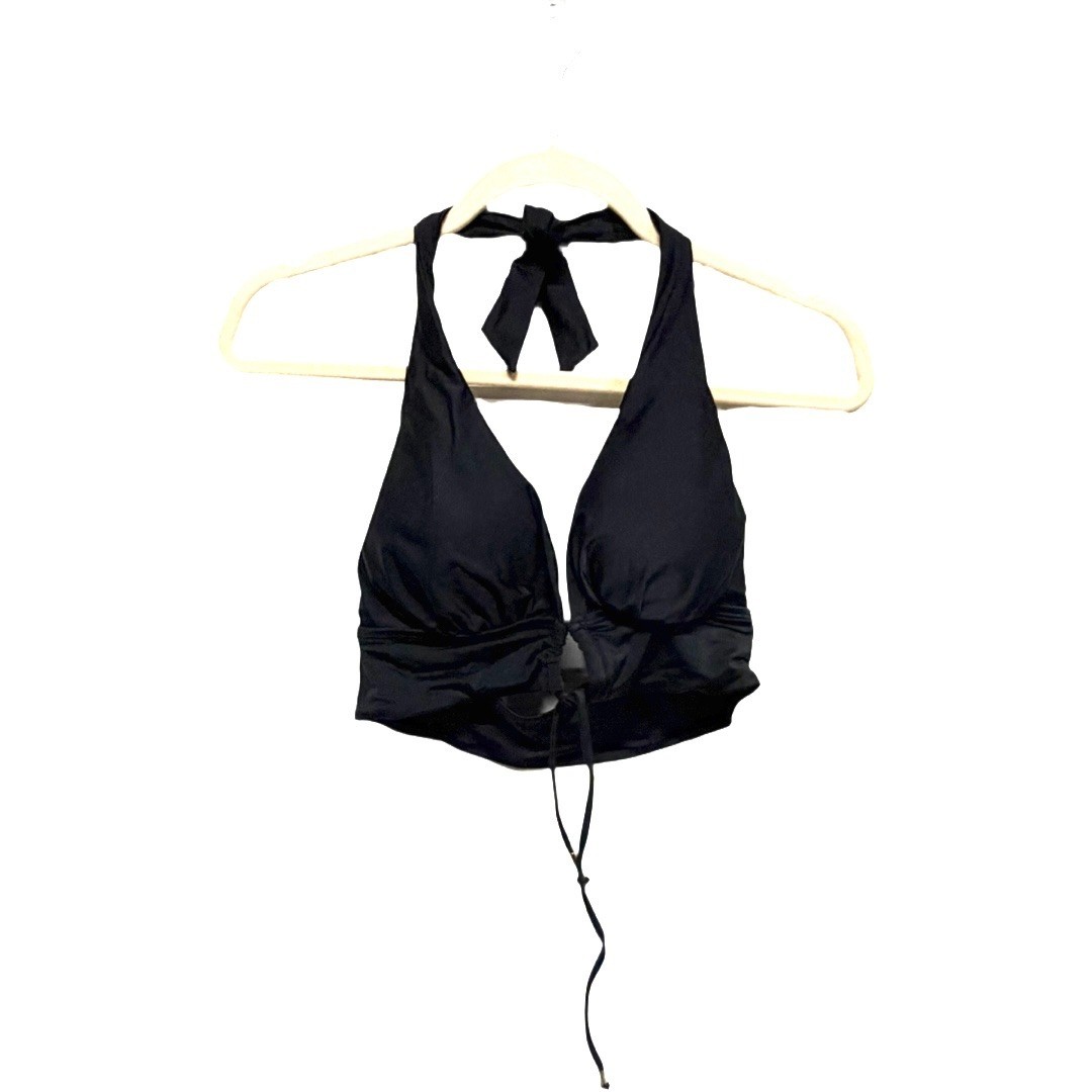 Swimsuits For All Black Halter Tankini Top Size 4 Vintage Pin Up Style Tie Neck