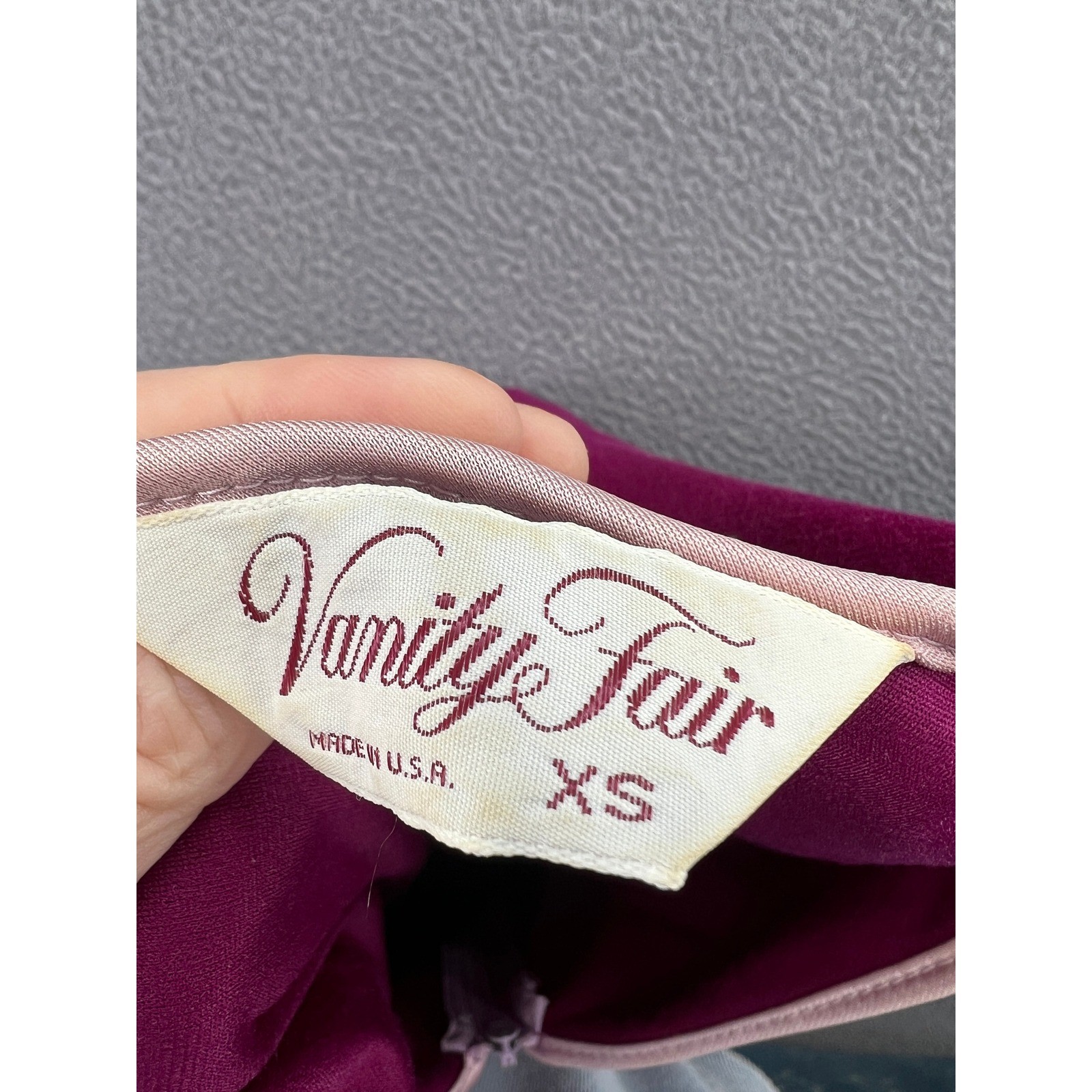 Vintage Vanity Fair Velour Kaftan Robe Magenta Pink Flutter Sleeve Maxi Dress XS