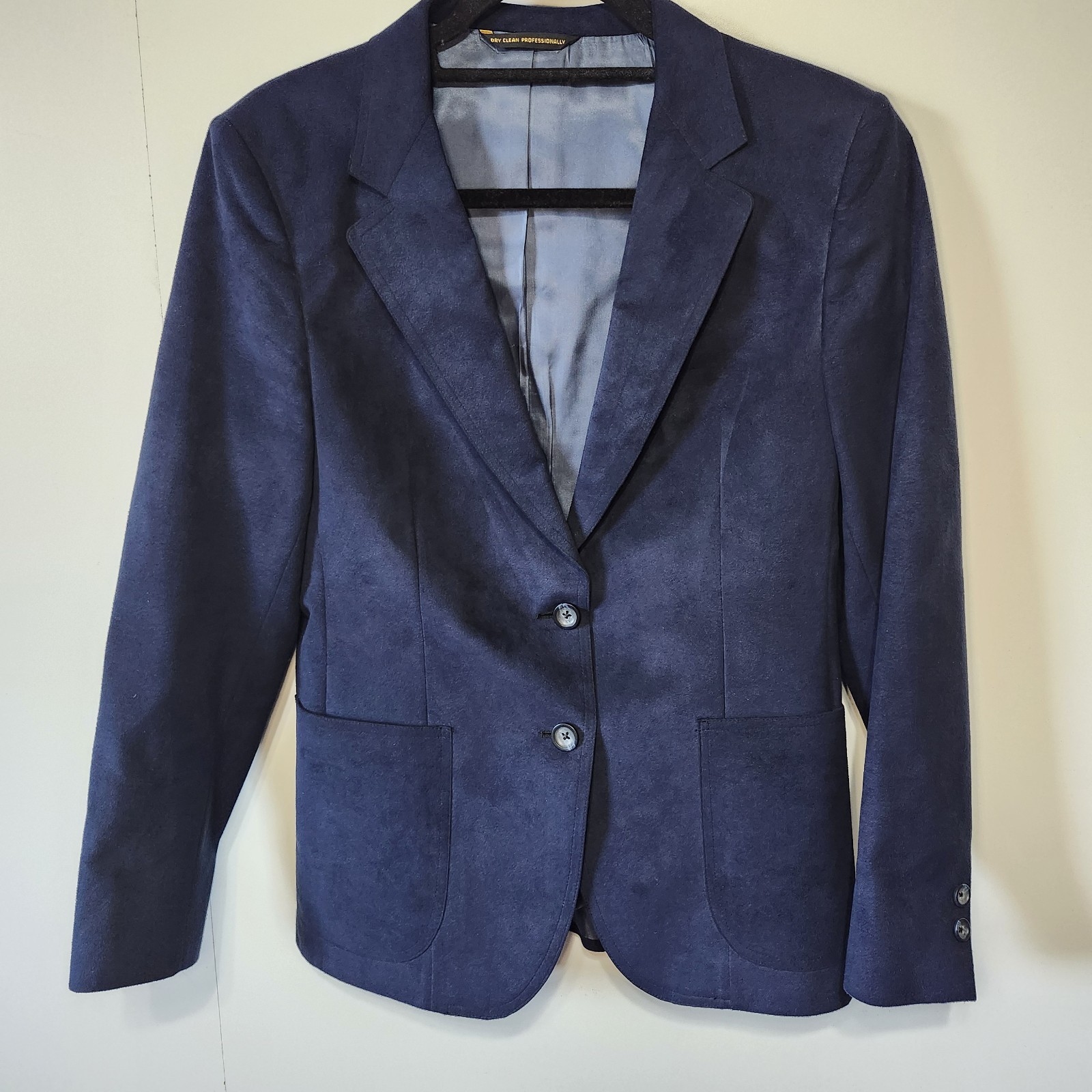 Vtg Kingsridge Navy Blue Suede Blazer Jacket Women S Small 4 6 16×25 No Sz Tag