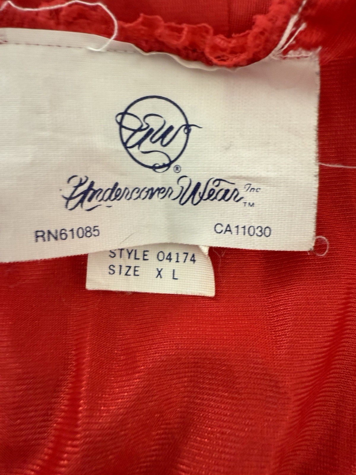 Vtg Strapless Sheer Red Lace Nylon Romper Negligee Lingerie Pleated Skirt XL
