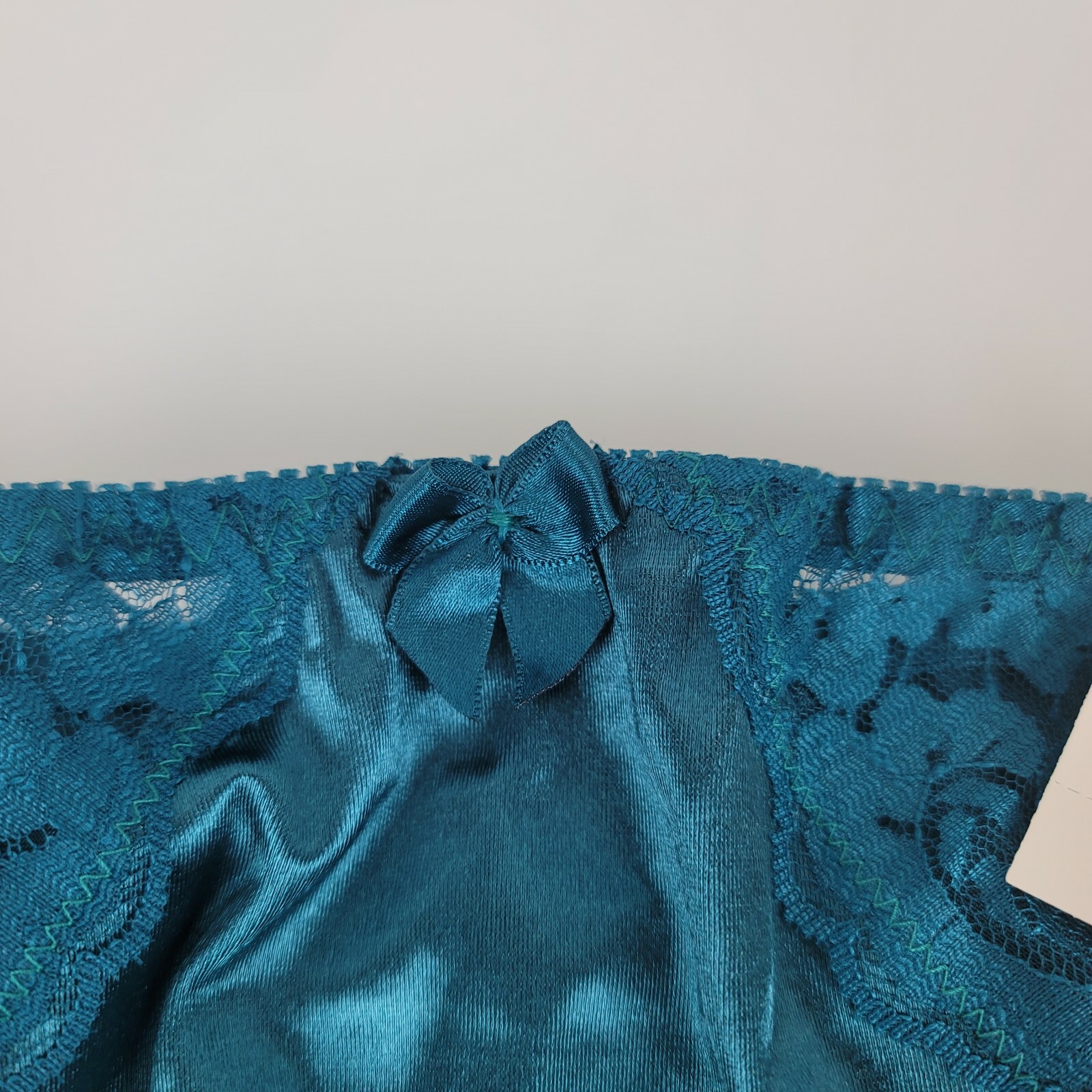 Vintage Teal Green Second Skin Liquid Satin Shiny Sissy Panties Lace Medium 6