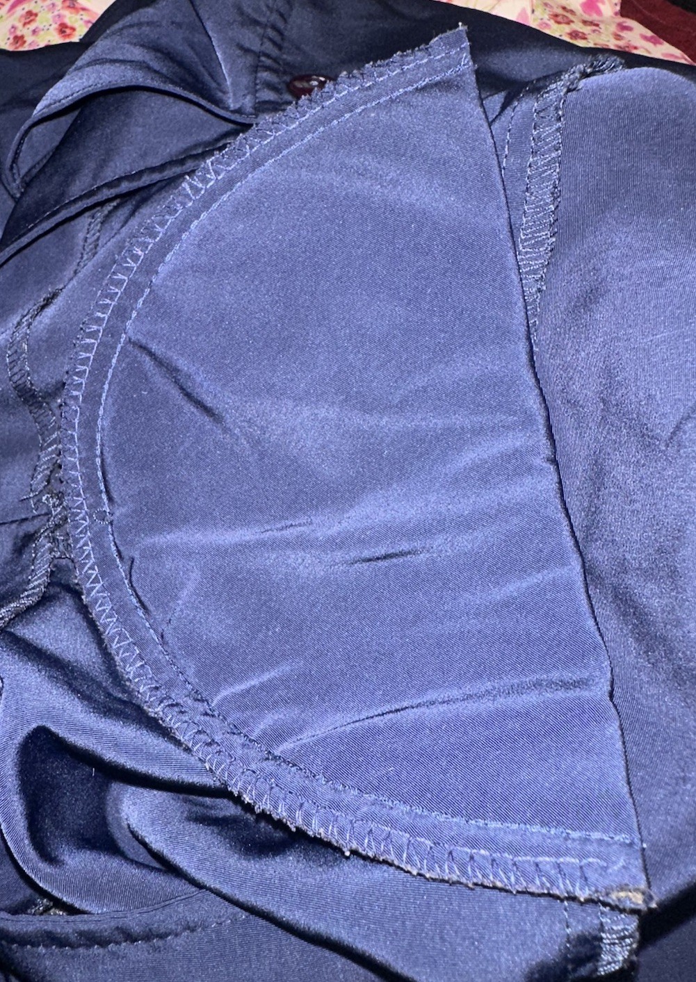 VTG 1990 Maggie Sweet 3X Navy Blue Blouse Ruffle Neck Button Up Shoulder Pads