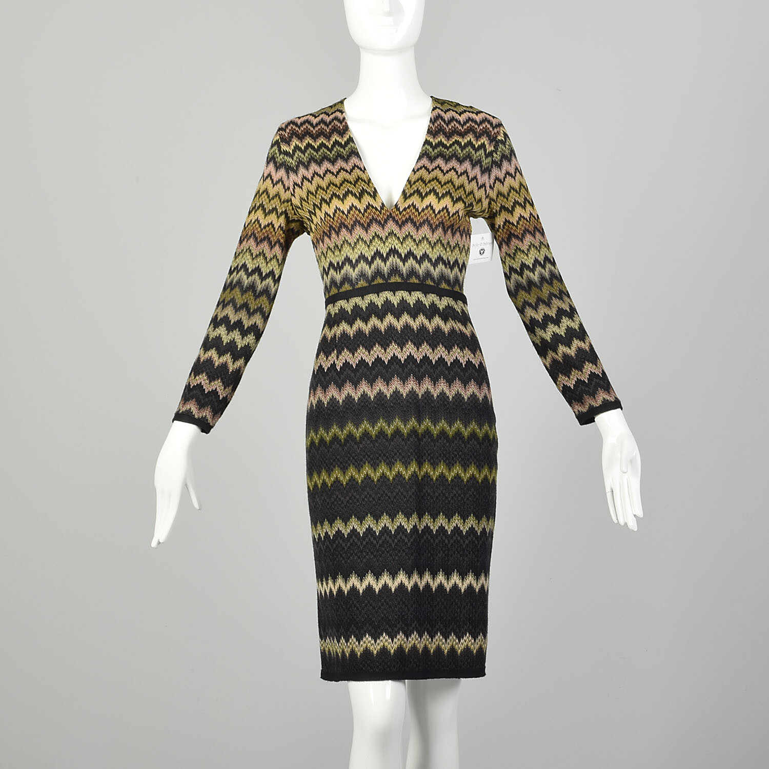 Small-Medium 1990s Zig-Zag Missoni Orange Label Dress Multicolored VTG 90s