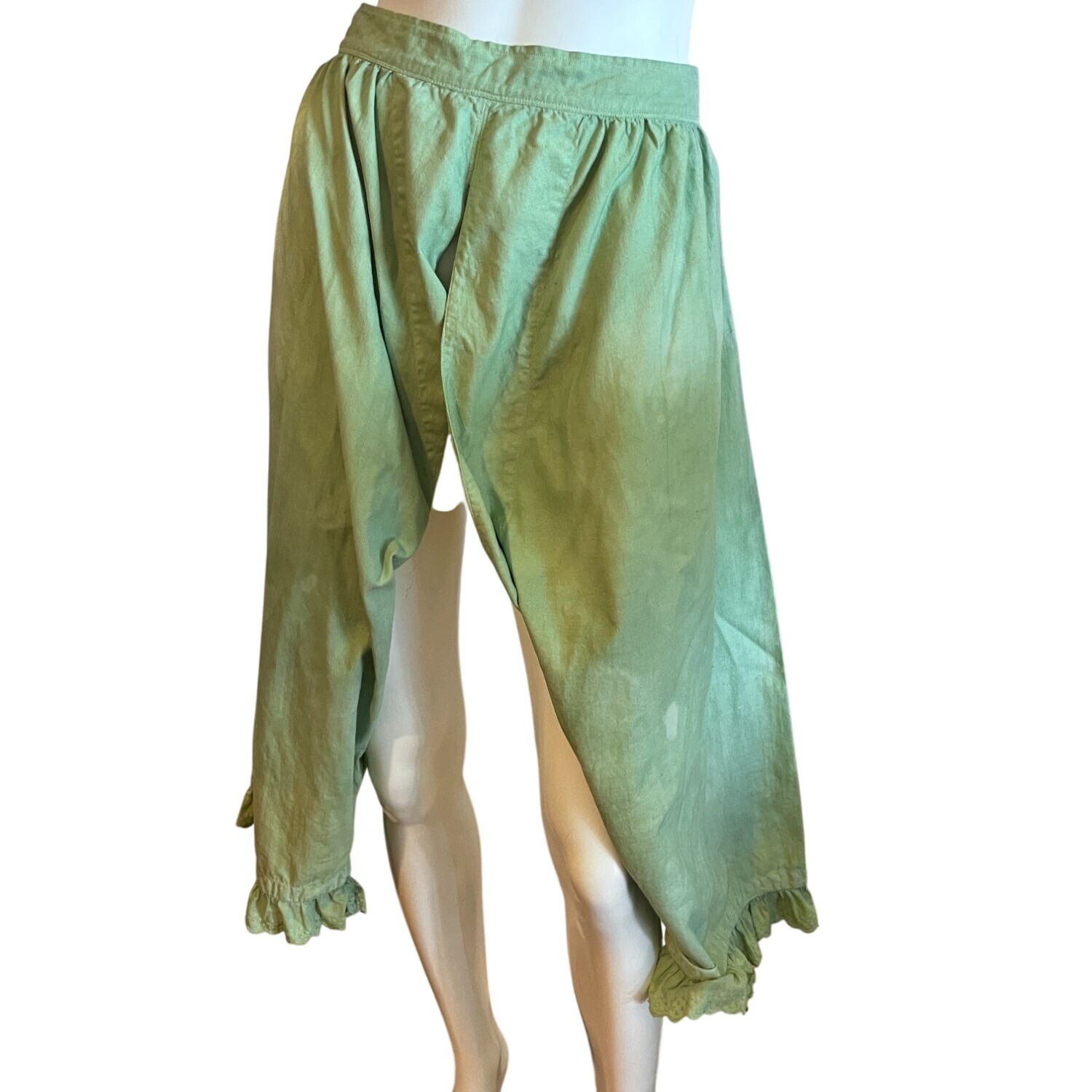 Antique Victorian Bloomers Hand Dyed Cotton Eyelet Trimmed Drawers