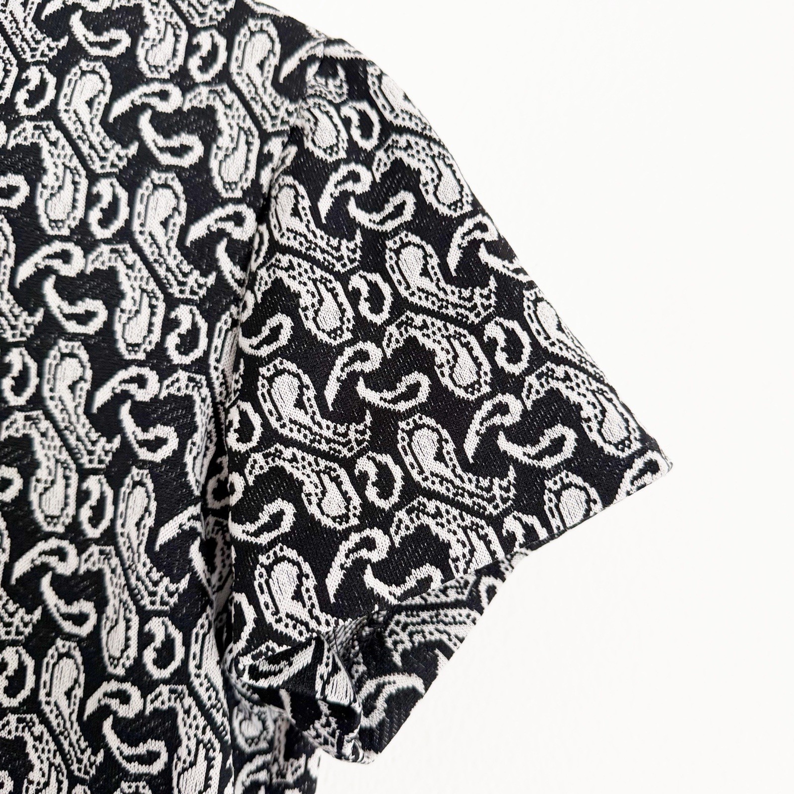Alex Colman Vintage 70s Black & White Paisley Button Up Shirt Mod Women’s Size M