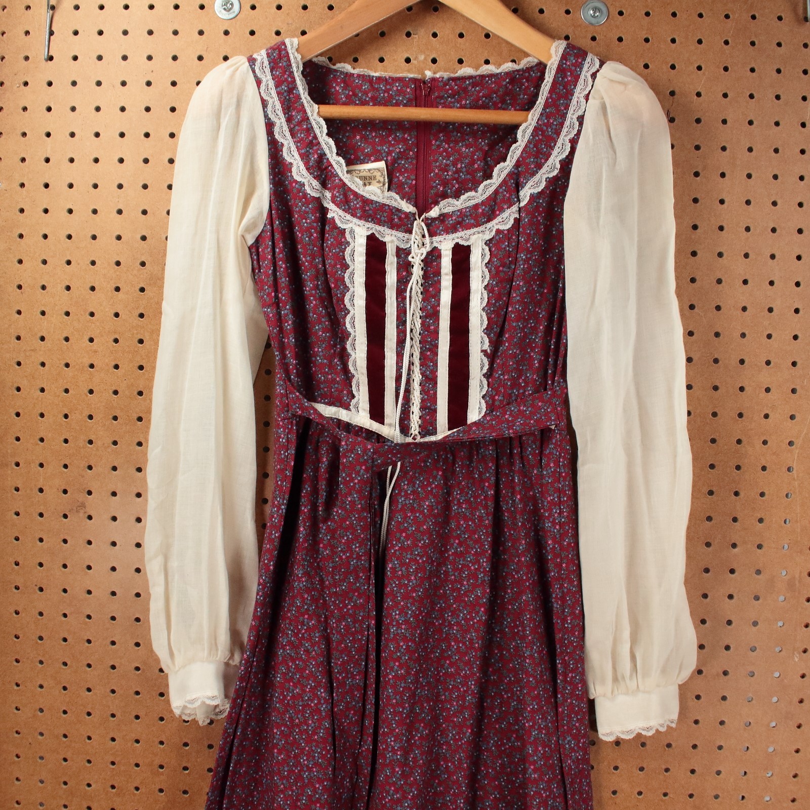 vtg 70s GUNNE SAX Jessica McClintock floral maxi peasant dress sz 9 cottagecore
