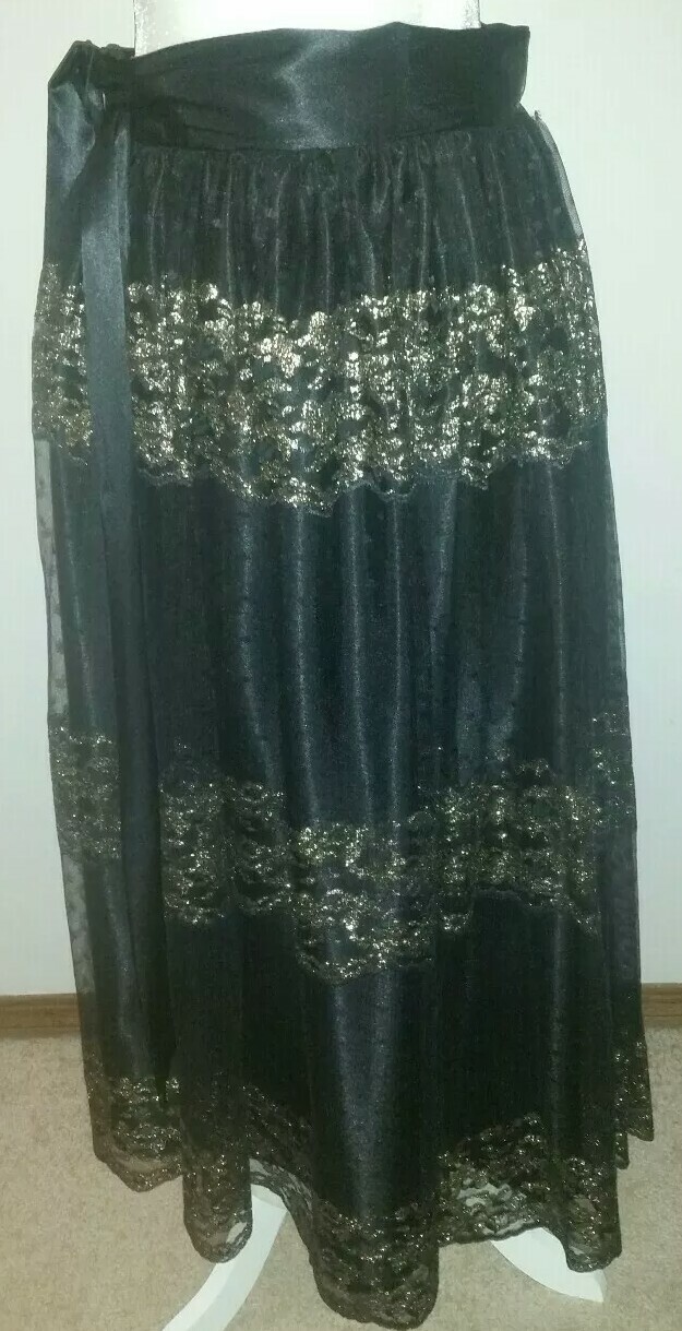 Amazing Vintage N.R.1 by Ned Gould Metallic Black & Gold Formal Top-Skirt Set