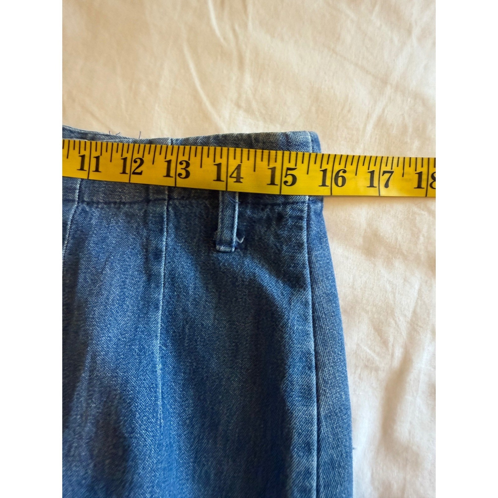 Vintage Bushwacker USA Denim Maxi Skirt Blue 100% Cotton Pleated High Rise 10