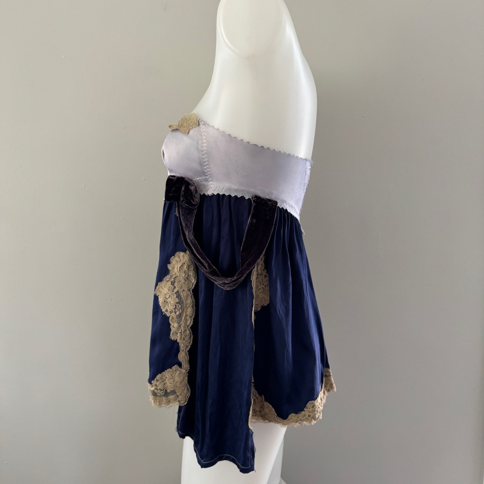 Y2K vtg CIGANA Slip Lace SILK UPCYCLED Girdle Strapless Top Skirt Regency DIY S
