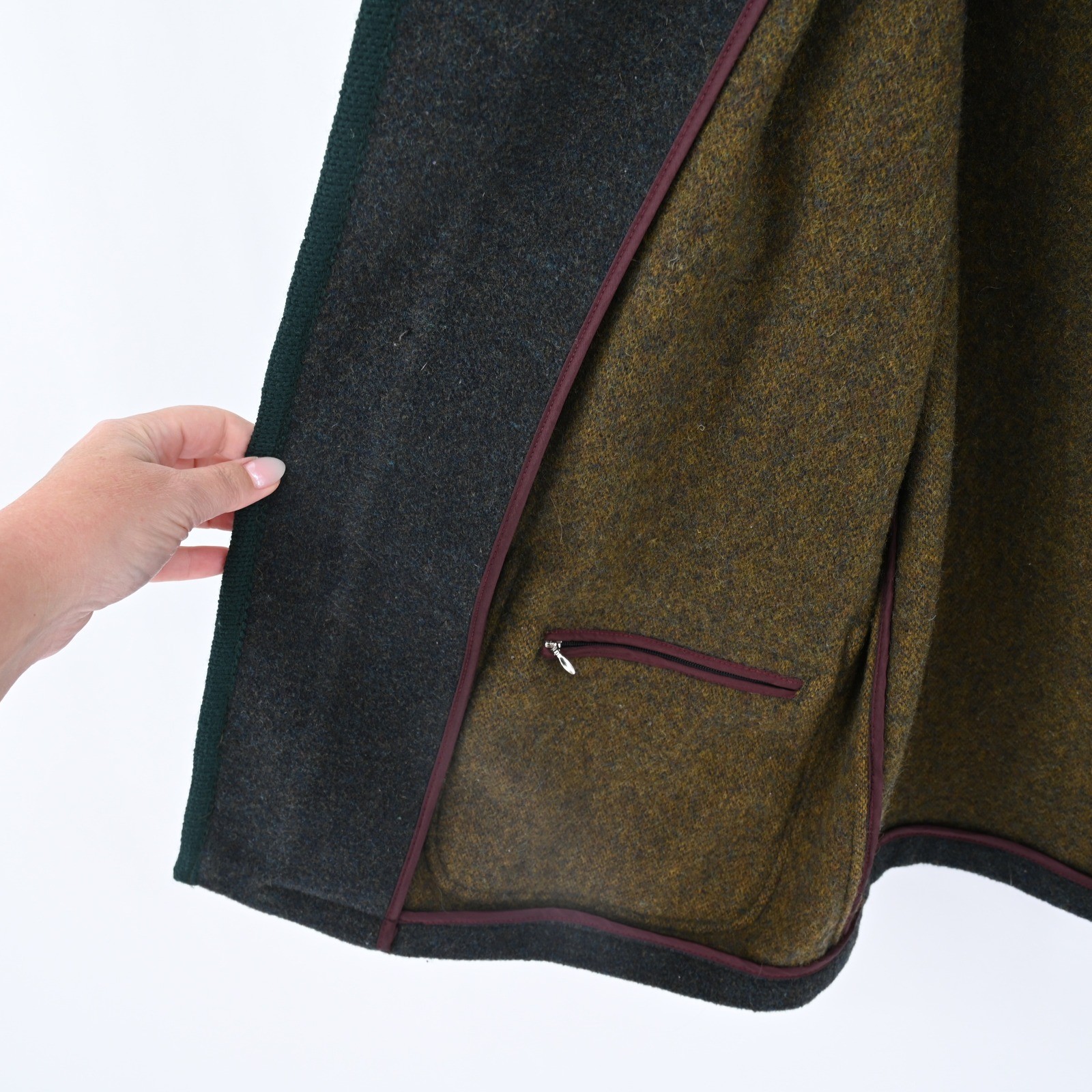 VTG Steinbock Tyrol Vintage Wool Jacket Gray Green Loden W Large Horn Buttons