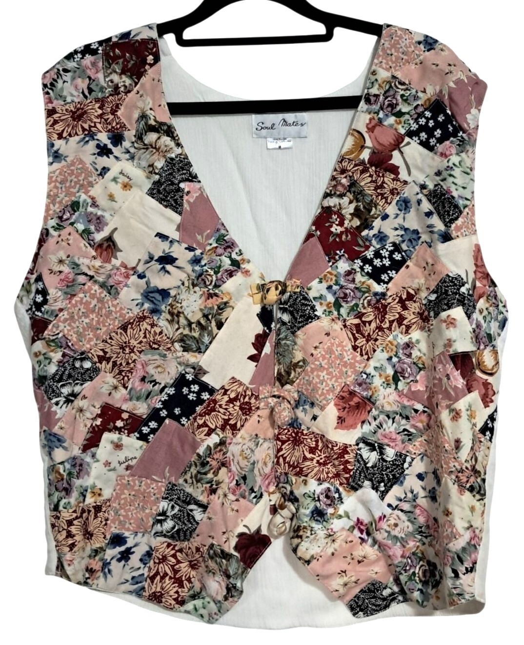 90’s Patchwork Floral Button Up Vest Soul Mates M Grannycore Cottagecore Boho Pr