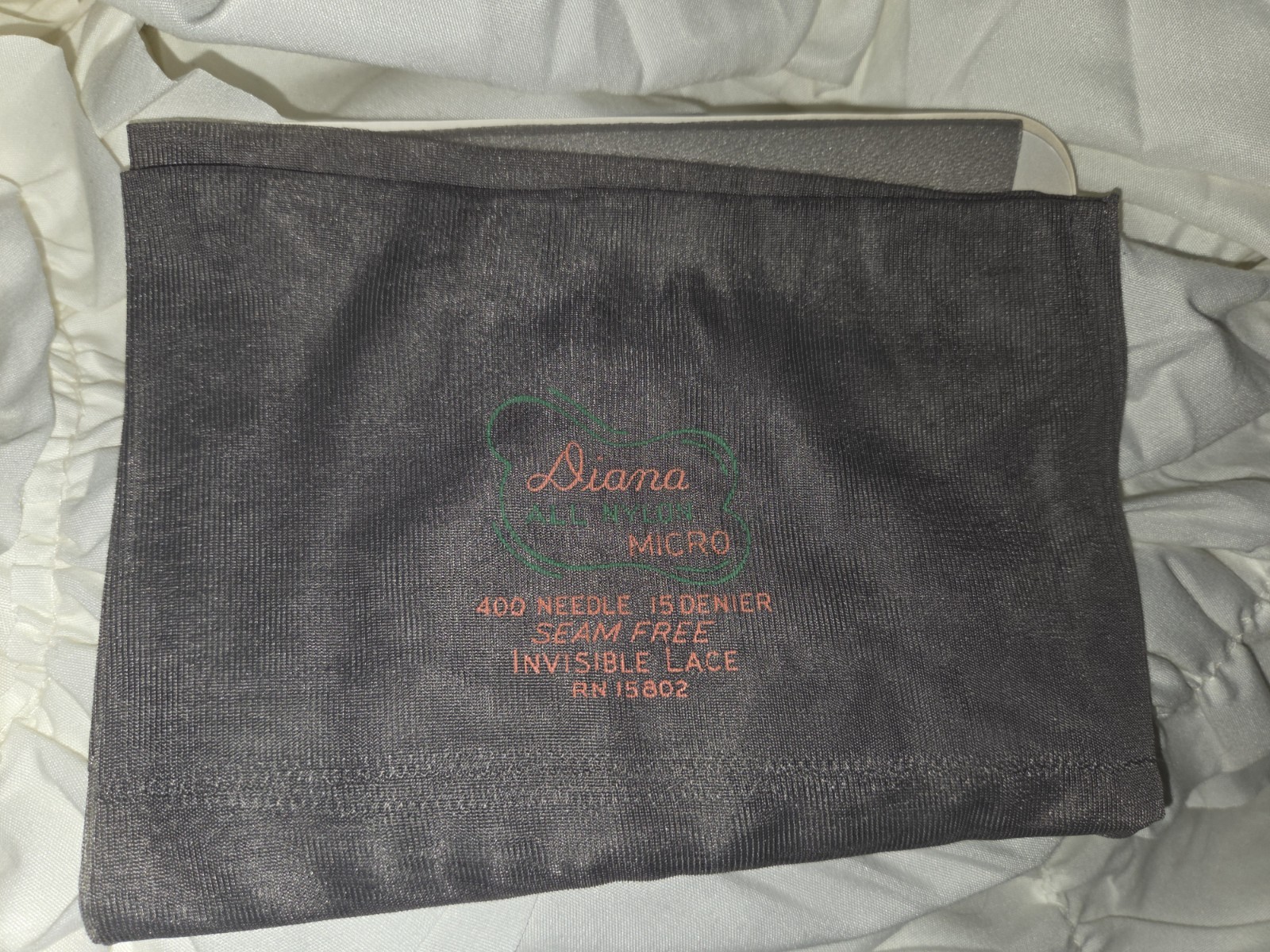 2 VTG Diana sz 10 Gray Micro 15 Denier Seam Free Invisible Lace Stocking Nylon