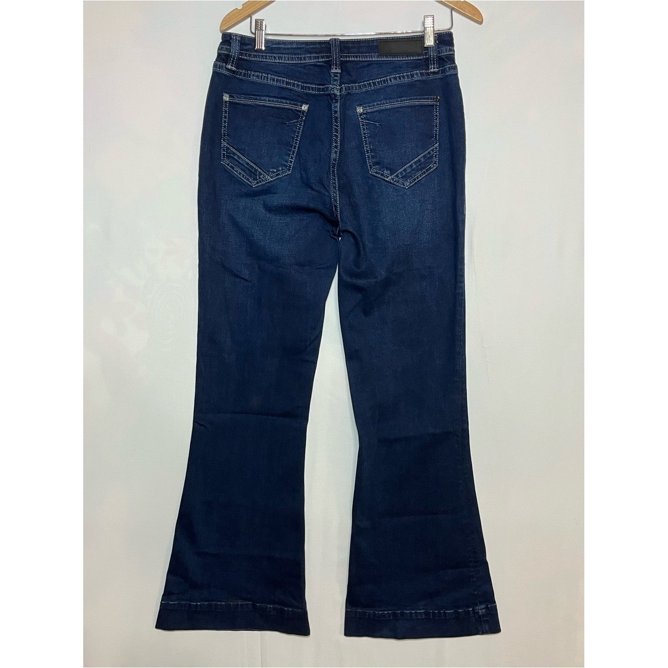 Rock & Roll Denim High Rise Flare Dark Wash 29×32 Button Fly Y2K Western Retro