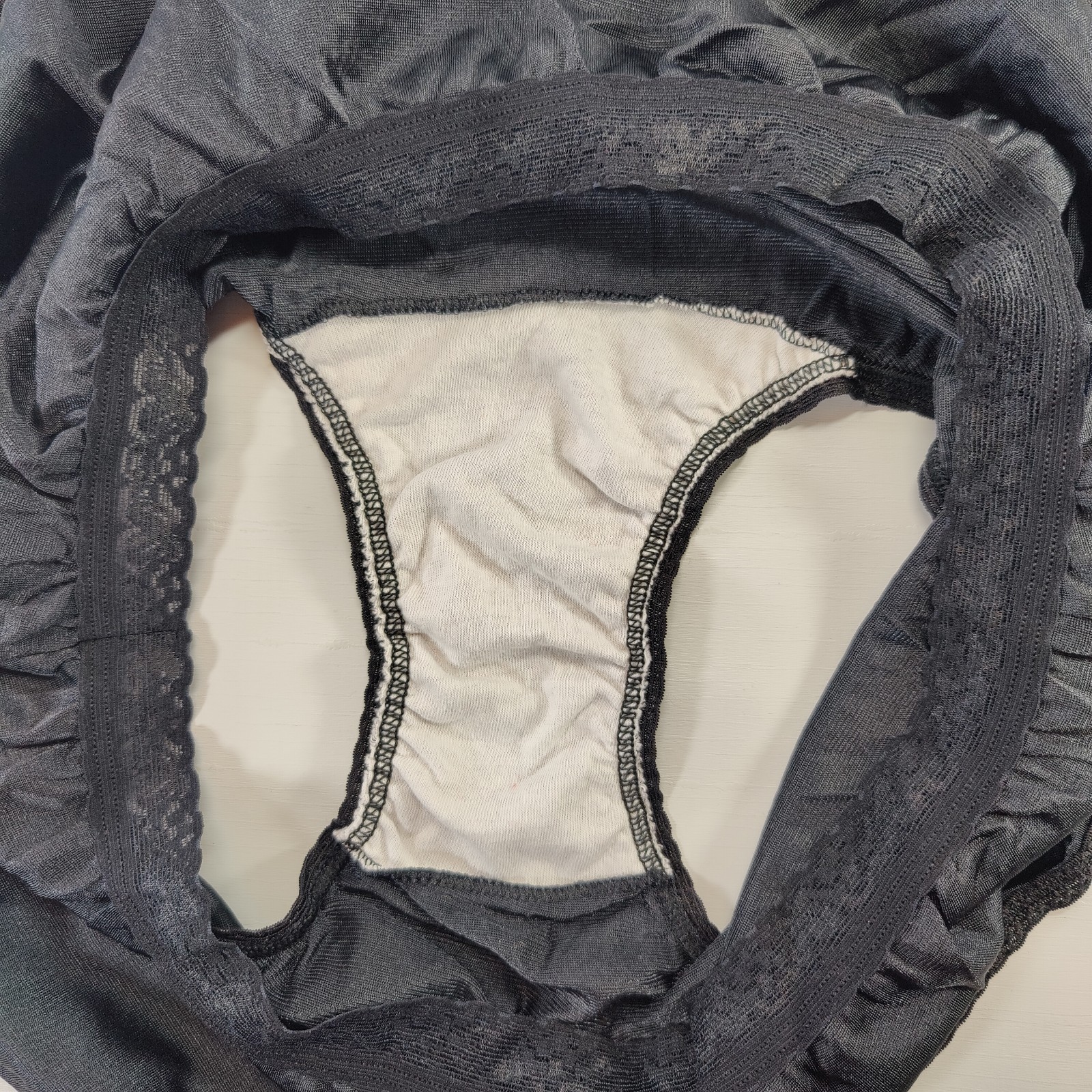 Vtg JMS Granny Panty Black Nylon Size 11 Cotton Gusset