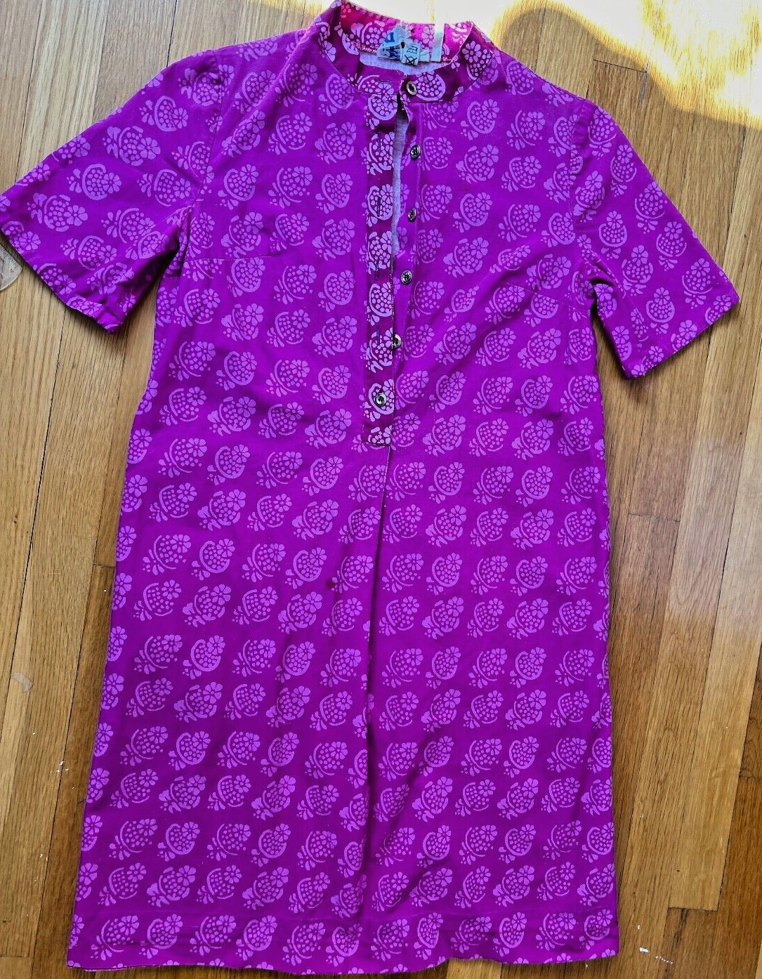 vtg 1964 original Marimekko DRESS sheath pink print cotton mini sun shirt 1960s