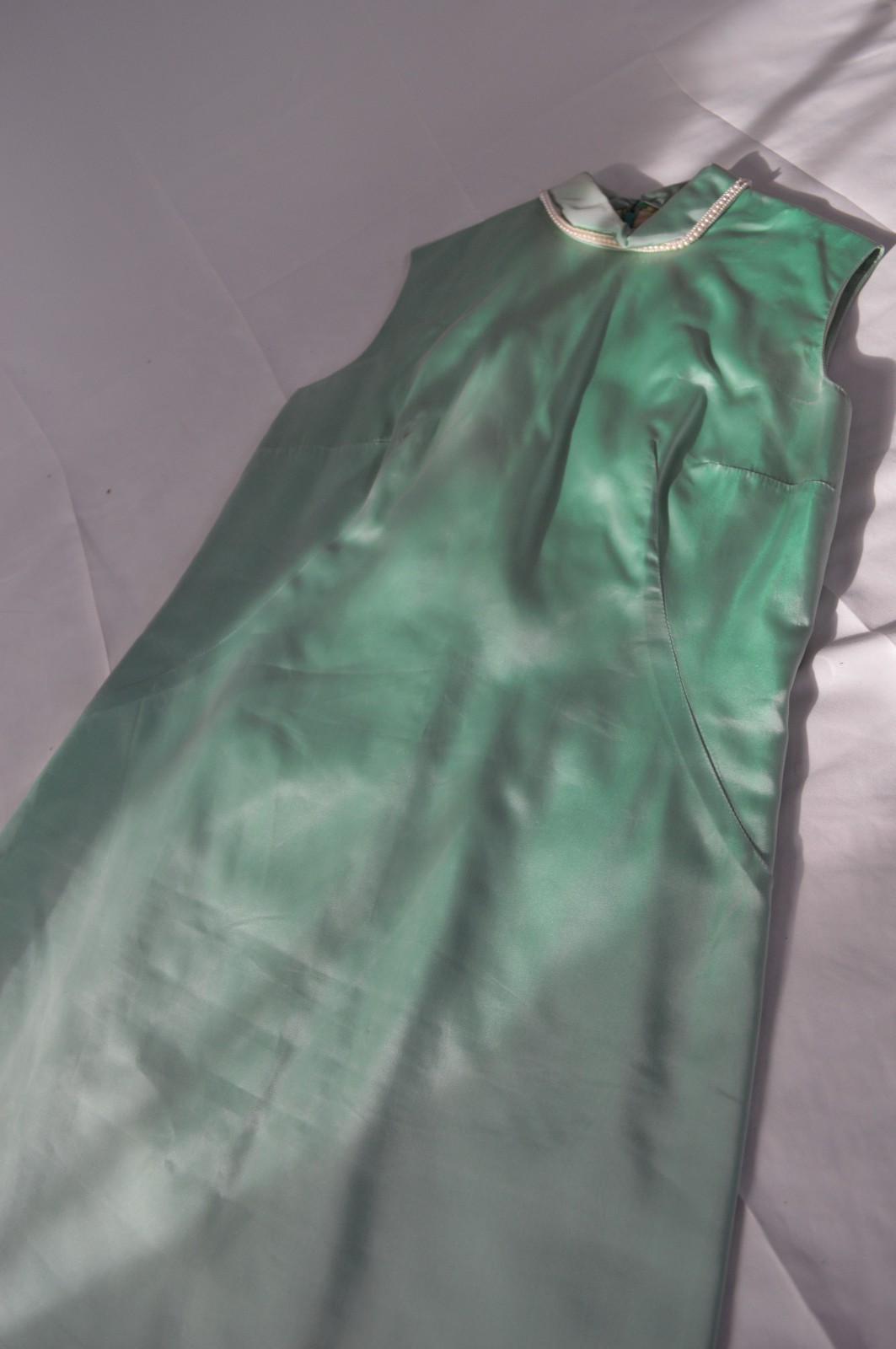 Womens Vintage 1960s Mint Evening Cocktail Sheath Mini Dress With Matching Coat