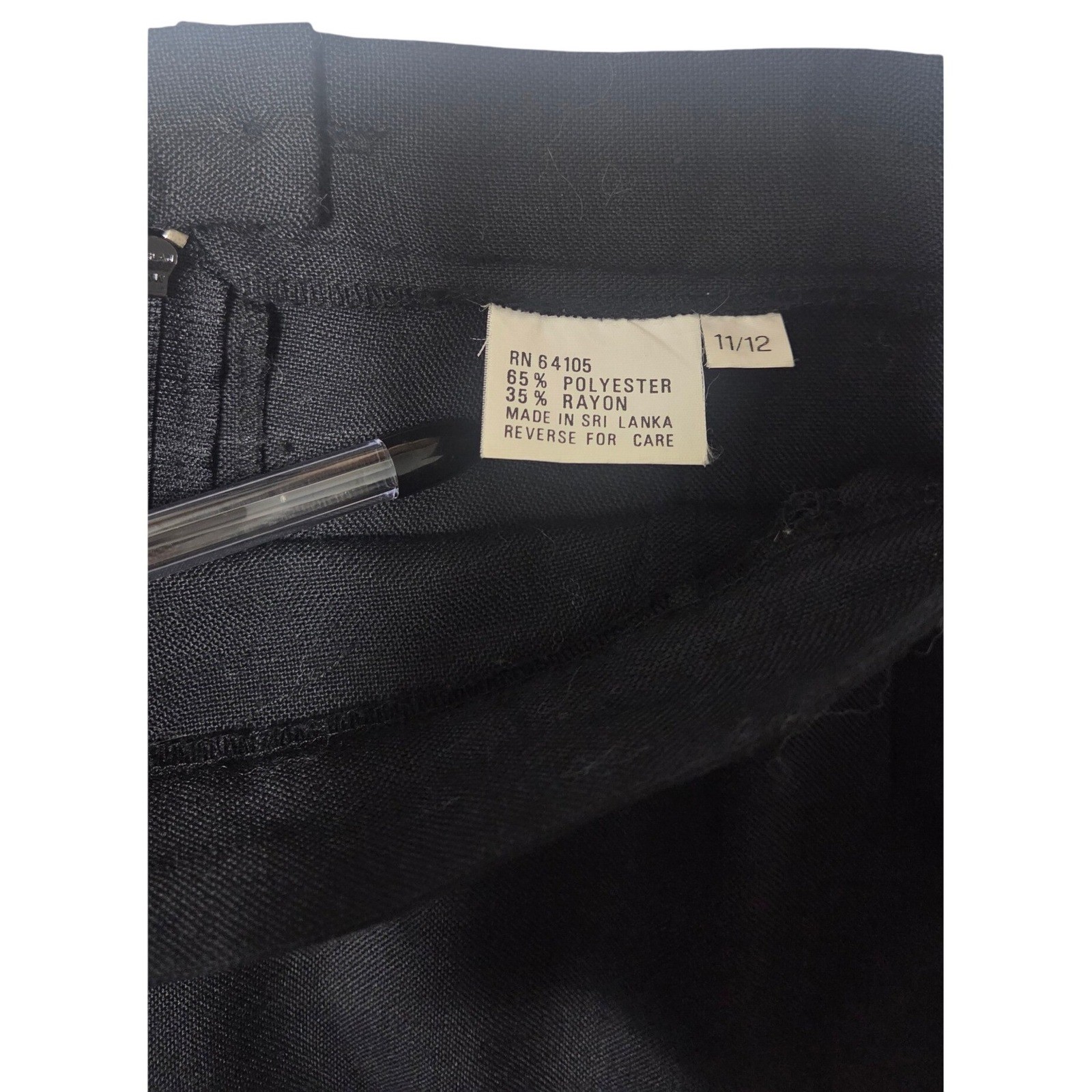 Vintage Black Pencil Skirt Tailored Midi High Waist Office Career Size XS W26″