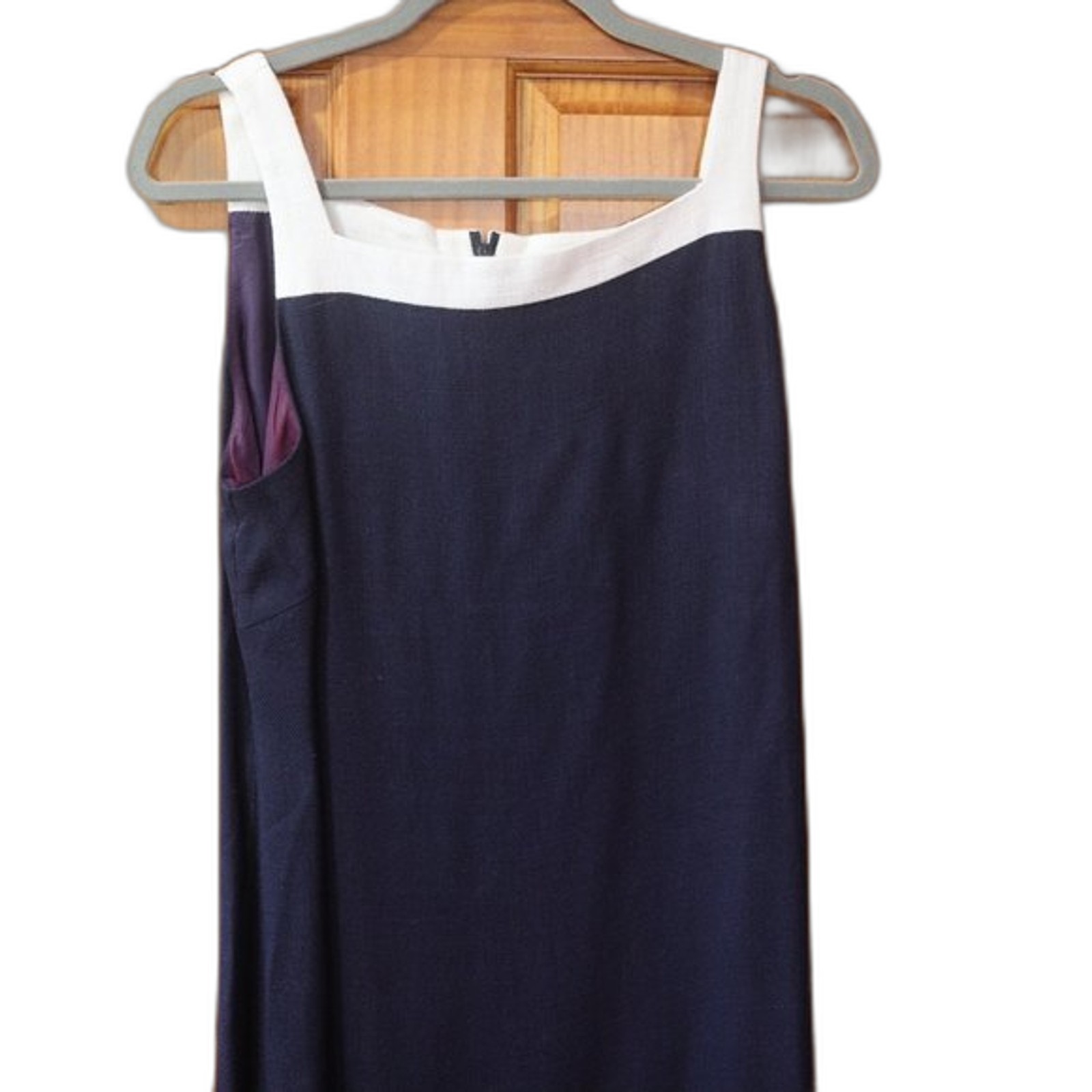 Donna Ricco Vintage Navy Blue White Trim Midi Dress & Jacket Set 12