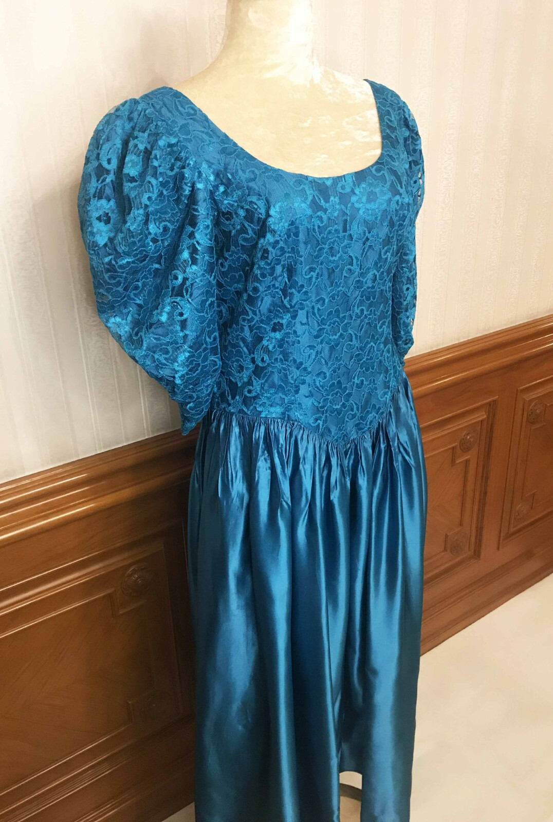 Vintage Dance Allure Floral Lace Prom Party Formal Dress Gown Sz S/M USA ilgwu