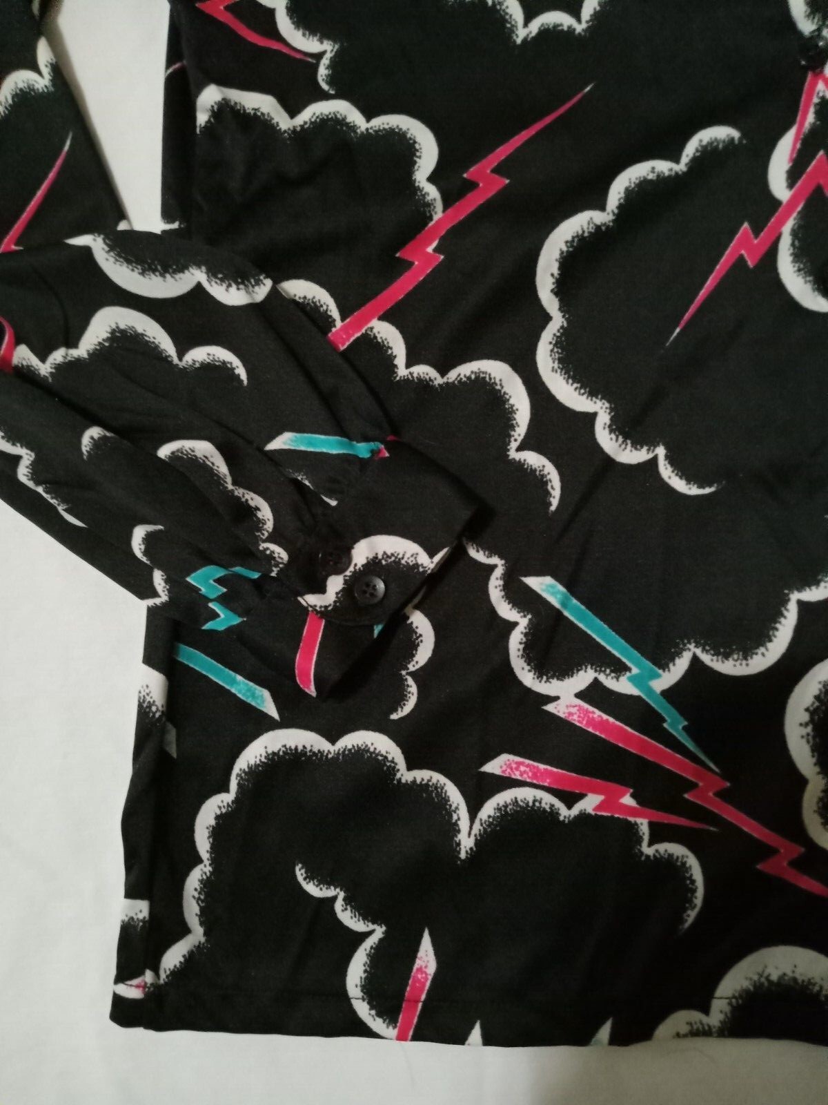 True Vintage Lightning Bolt Cloud Black Pink Turquoise White Abstract Poly Women