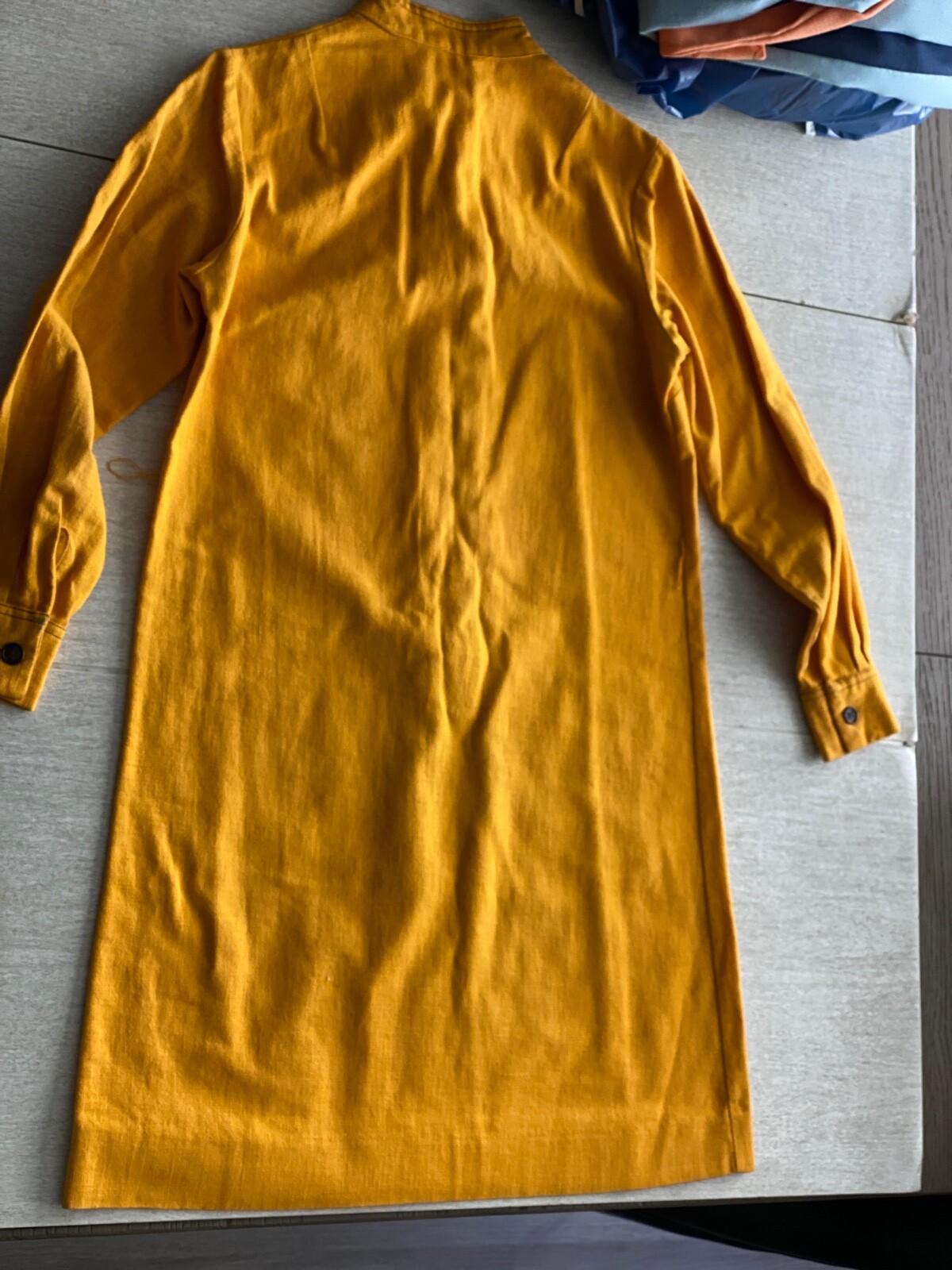 Vintage 70s The Art Shirt Dress Size 11-12 Yellow Long Sleeve