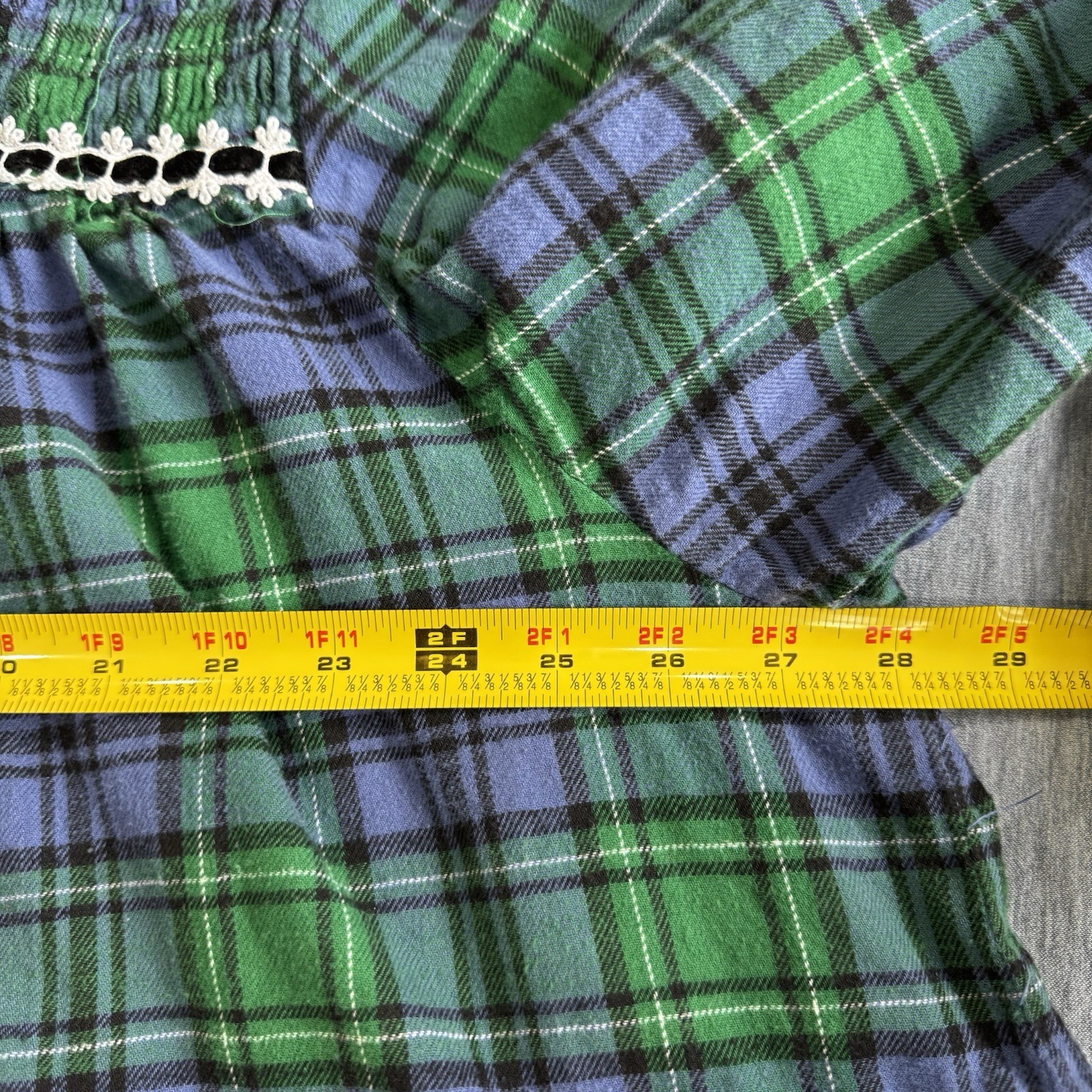 VTG Classic Elements Prairie Flannel Nightgown 3X Plaid Grannycore Cottage Farm