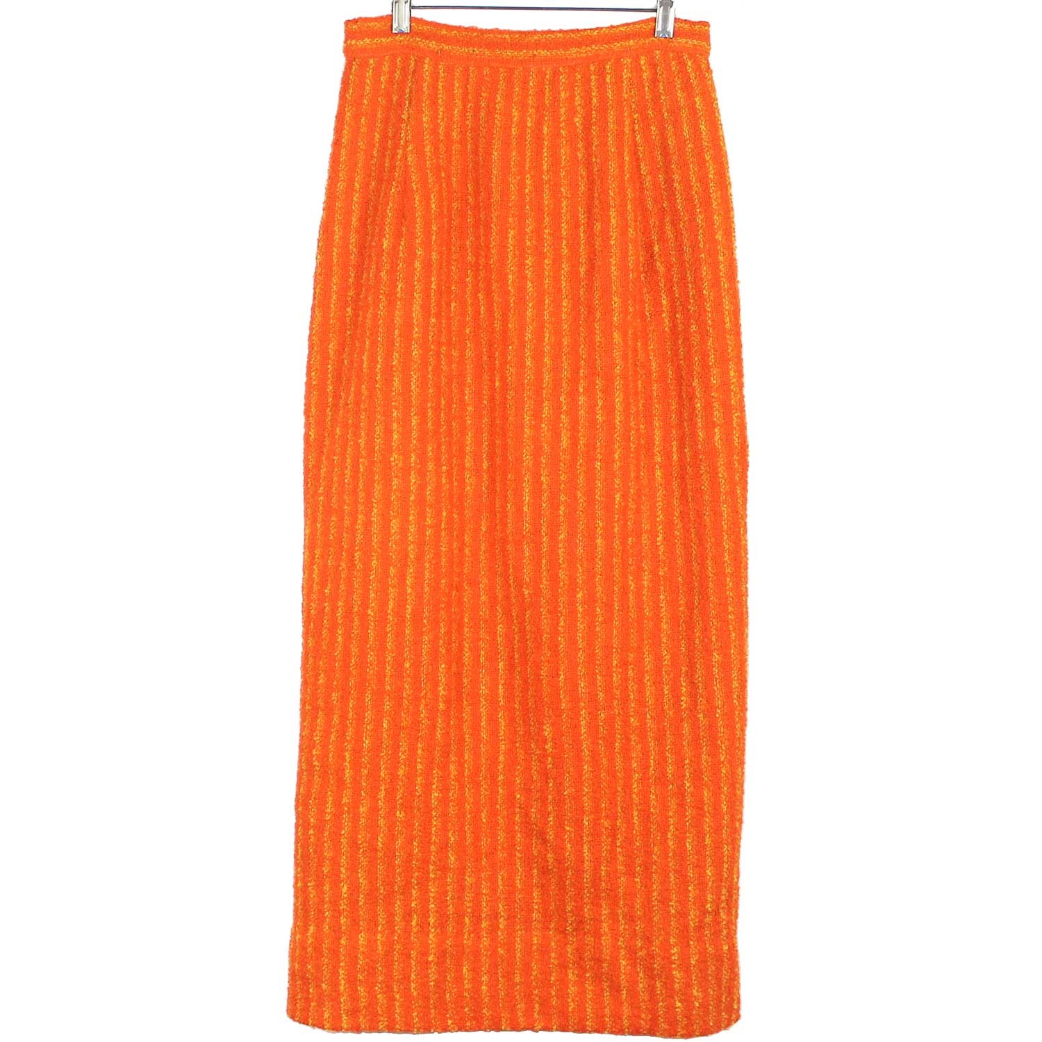 1960s 70s Vintage Long Hostess Maxi Skirt Pumpkin Orange Stripe Wool Boucle 8