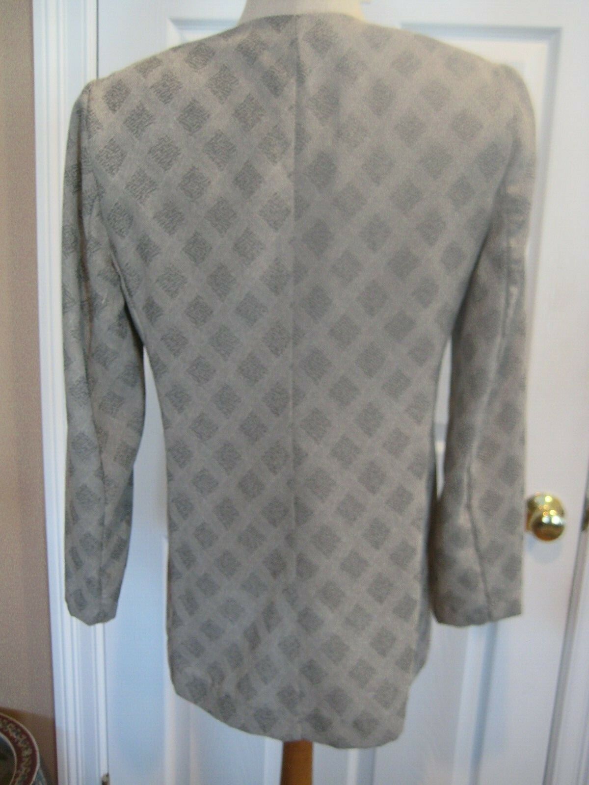 VTG NWOTS Ali Miles Long Sleeve Blazer Suit Jacket Gray Stripe Button Sz 4 Women