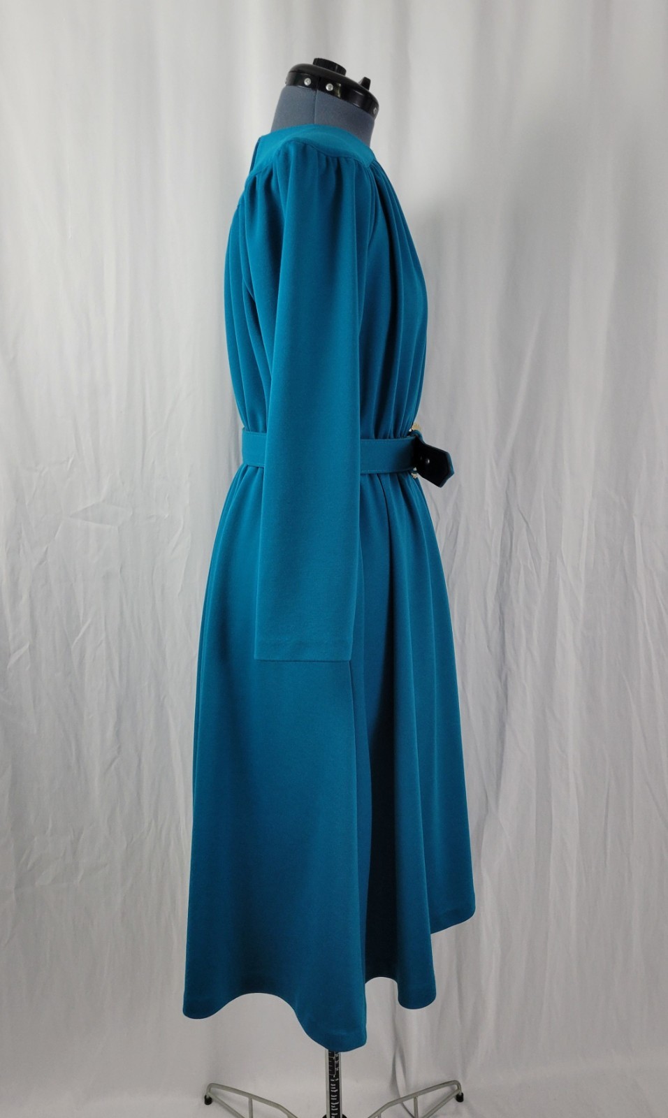 Vintage Impromptu Teal/Turquoise Blouson Dress w Matching Belt Size 12P