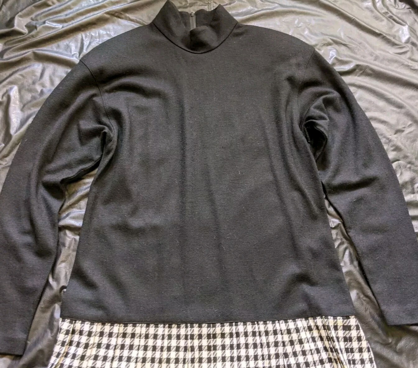 Vintage Talbot’s Donna Rico Dress Black White Houndstooth Drop Waist Size 8 Wool