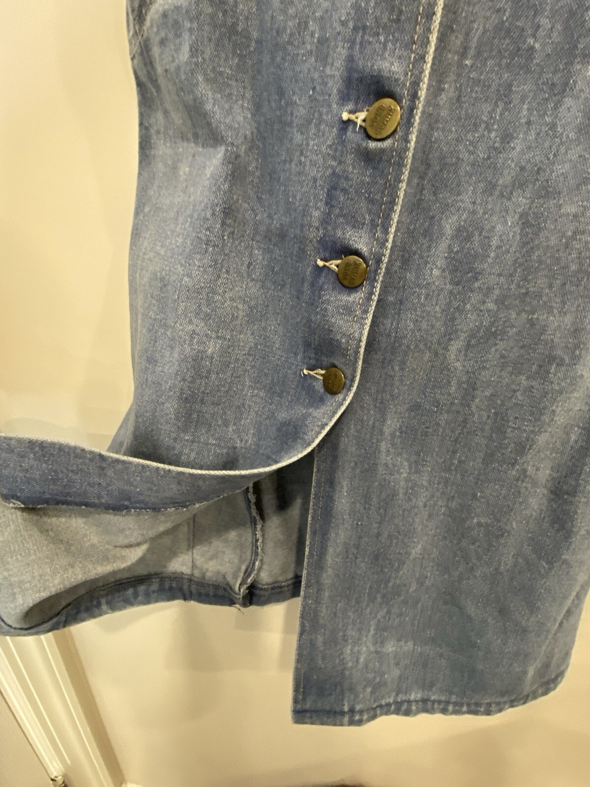 Vintage 70s/80s Kumar Bros Denim Jumper Overalls Dress Midi Rigid Denim Rare