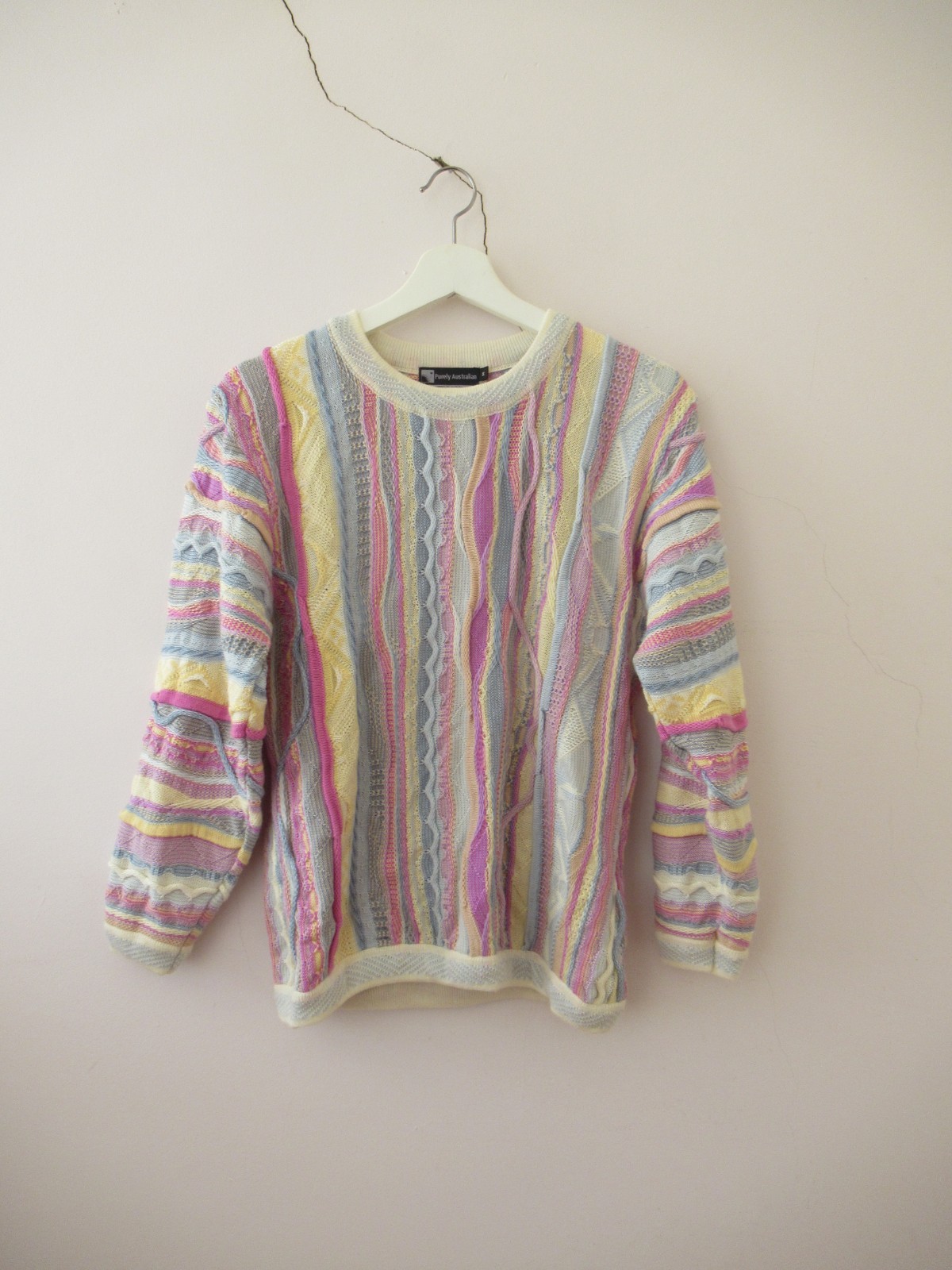 Vintage 80s 3D Pastel Wool Coogie Style Jumper Sweater Small Medium