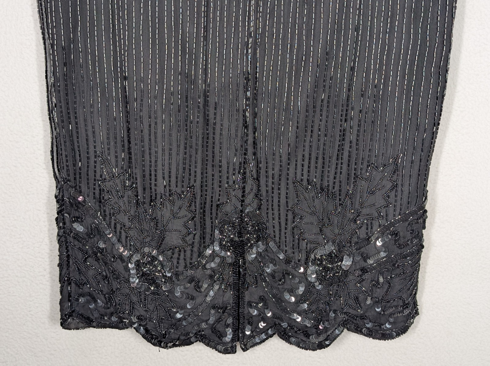 Vintage Carina Women’s Lot Of 2 Silk Beaded Two Piece Outfit Top Skirt Black