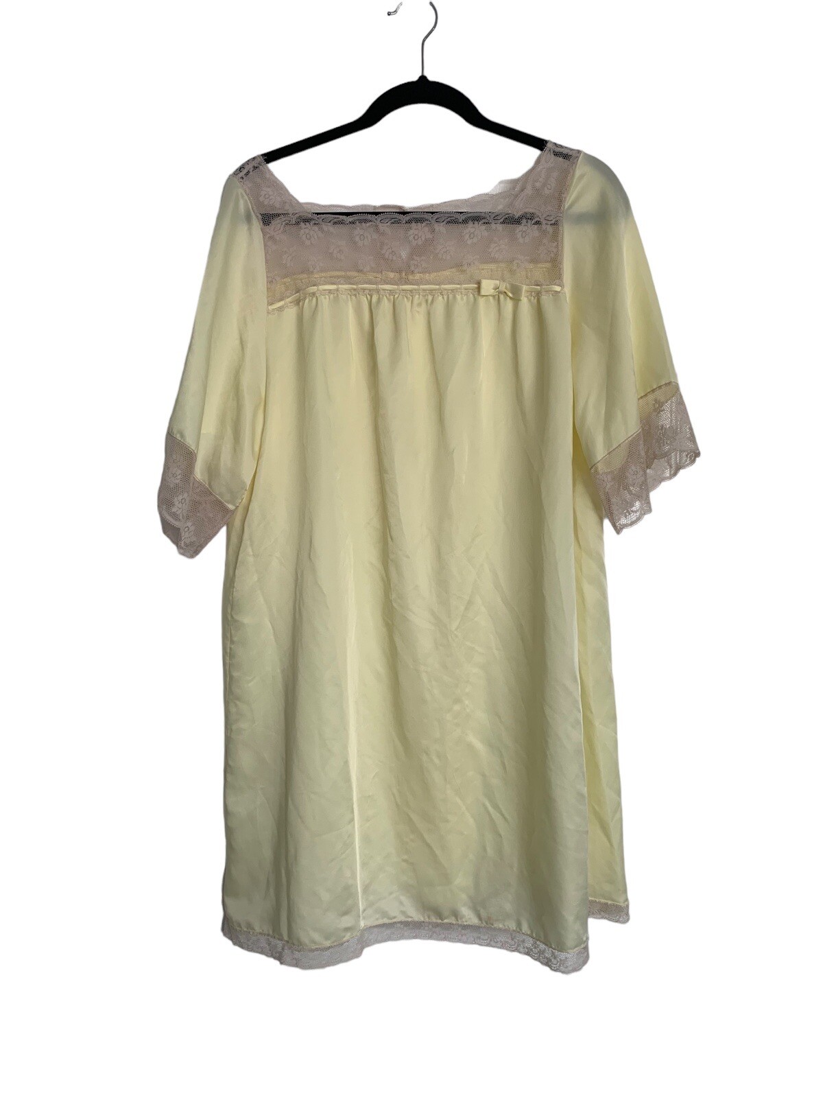 Vintage Corhan Noumair Small Yellow nightgown Nylon Lace Negligee Cottage Core