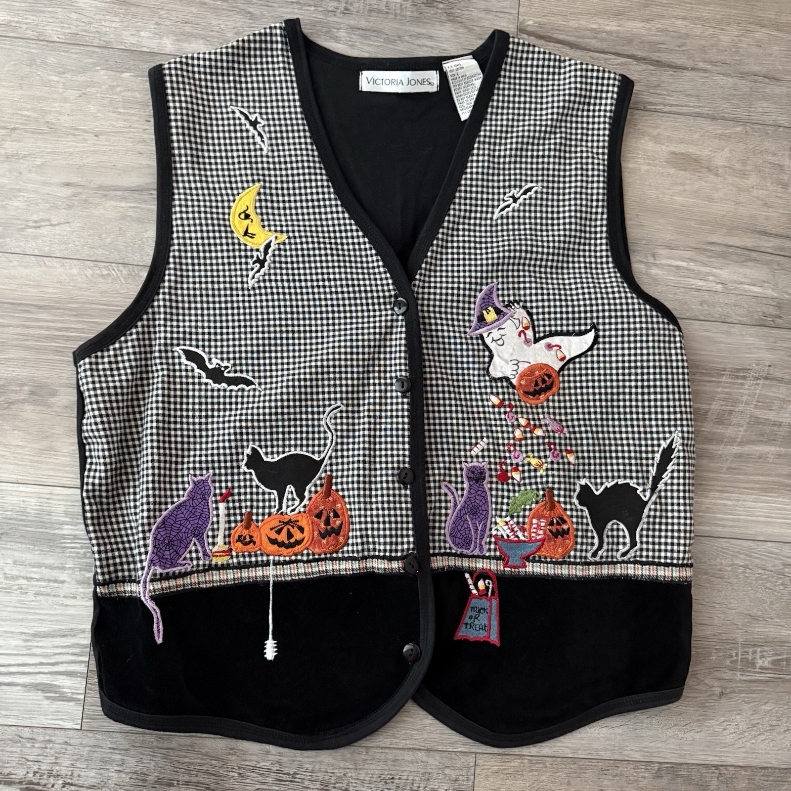 Vintage 80/90’s Victoria Jones Halloween Vest Women’s Size Large Ghost Pumpkins